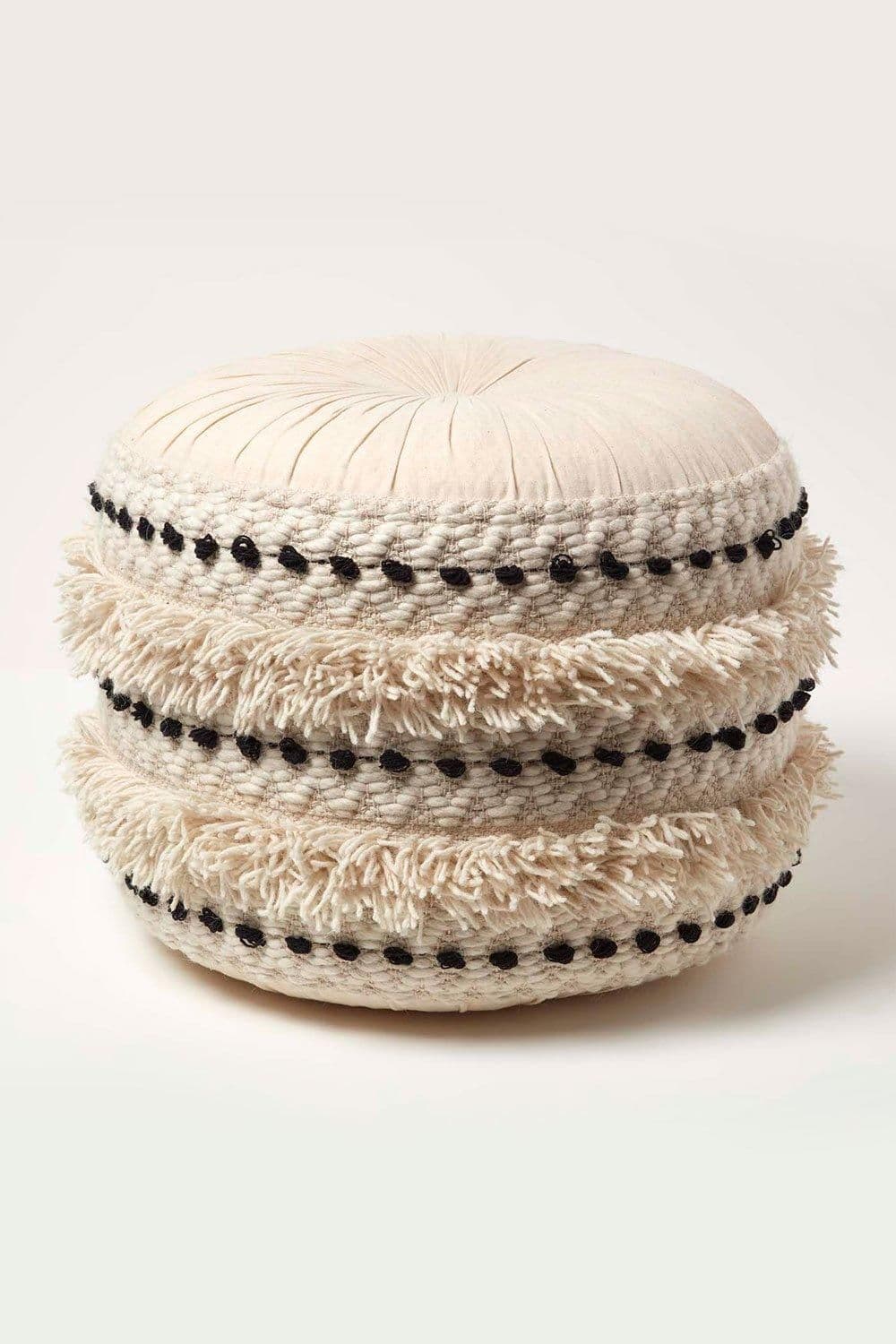 Sahara Macrame Tufted Boho Pouffe