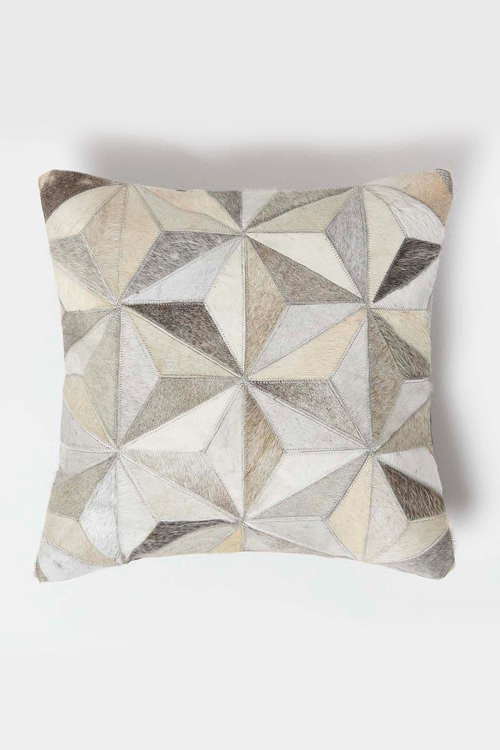 Geometric Star Leather Cushion 45 x 45 cm