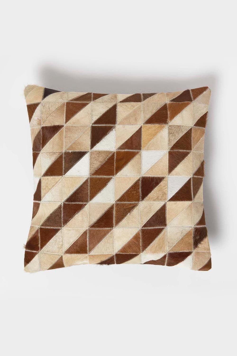 Diamond Check Leather Cushion 45 x 45 cm