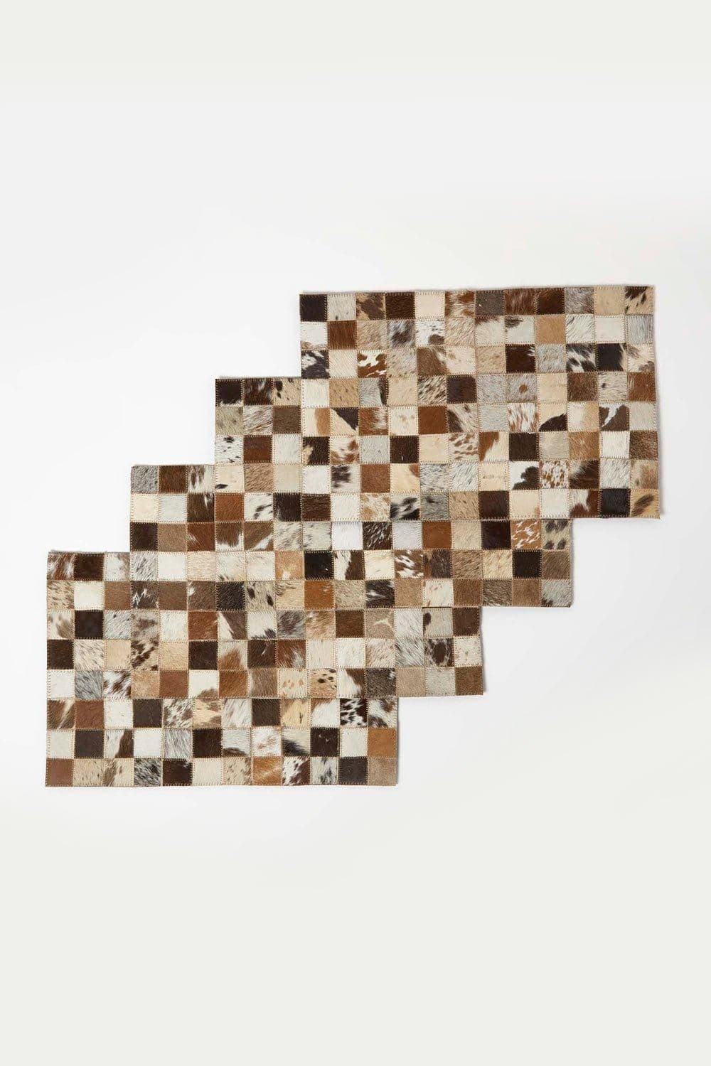 Block Check Leather Placemats Set 4