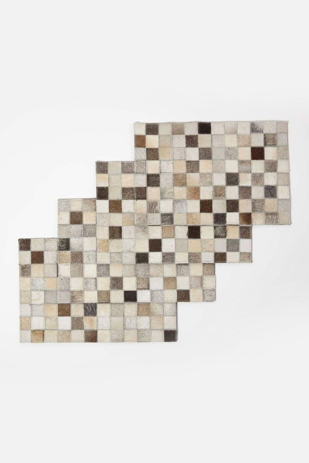 Block Check Leather Placemats Set 4