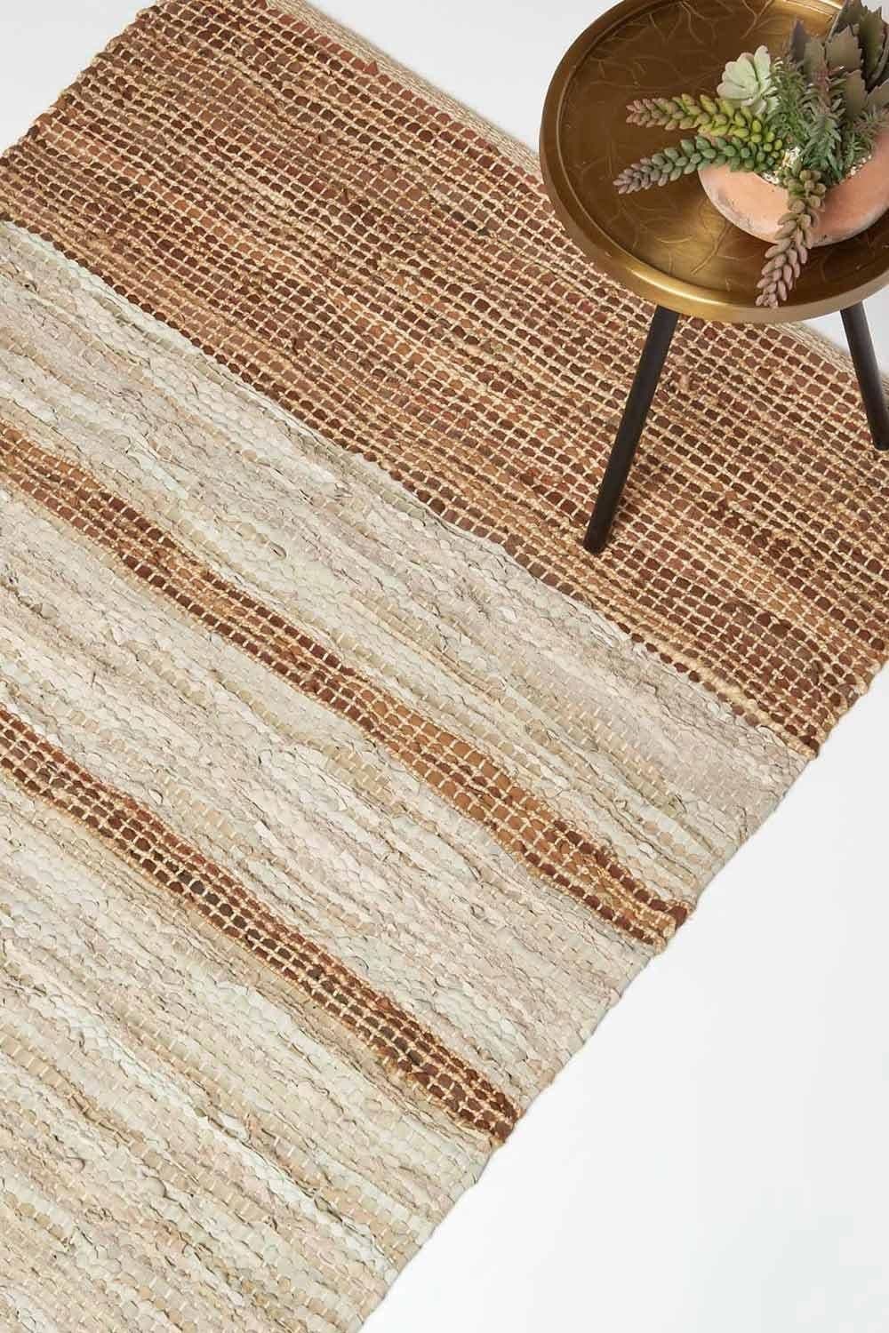 Recycled Leather Handwoven Stripe Rug