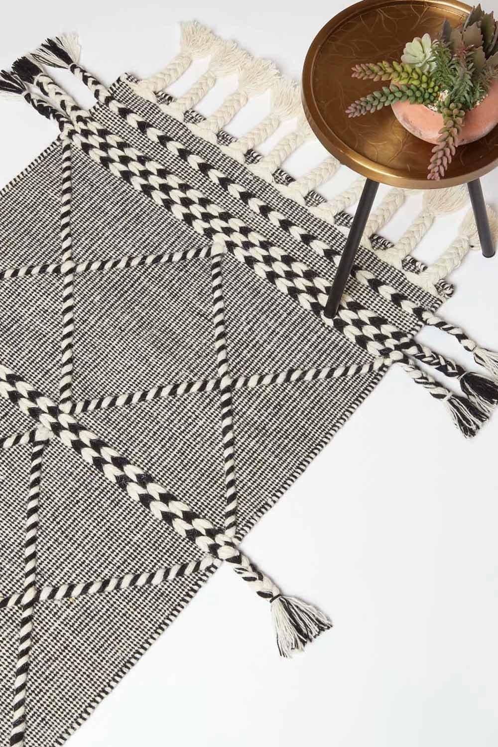 Edessa & White Kilim Runner Wool Rug 66 x 200 cm