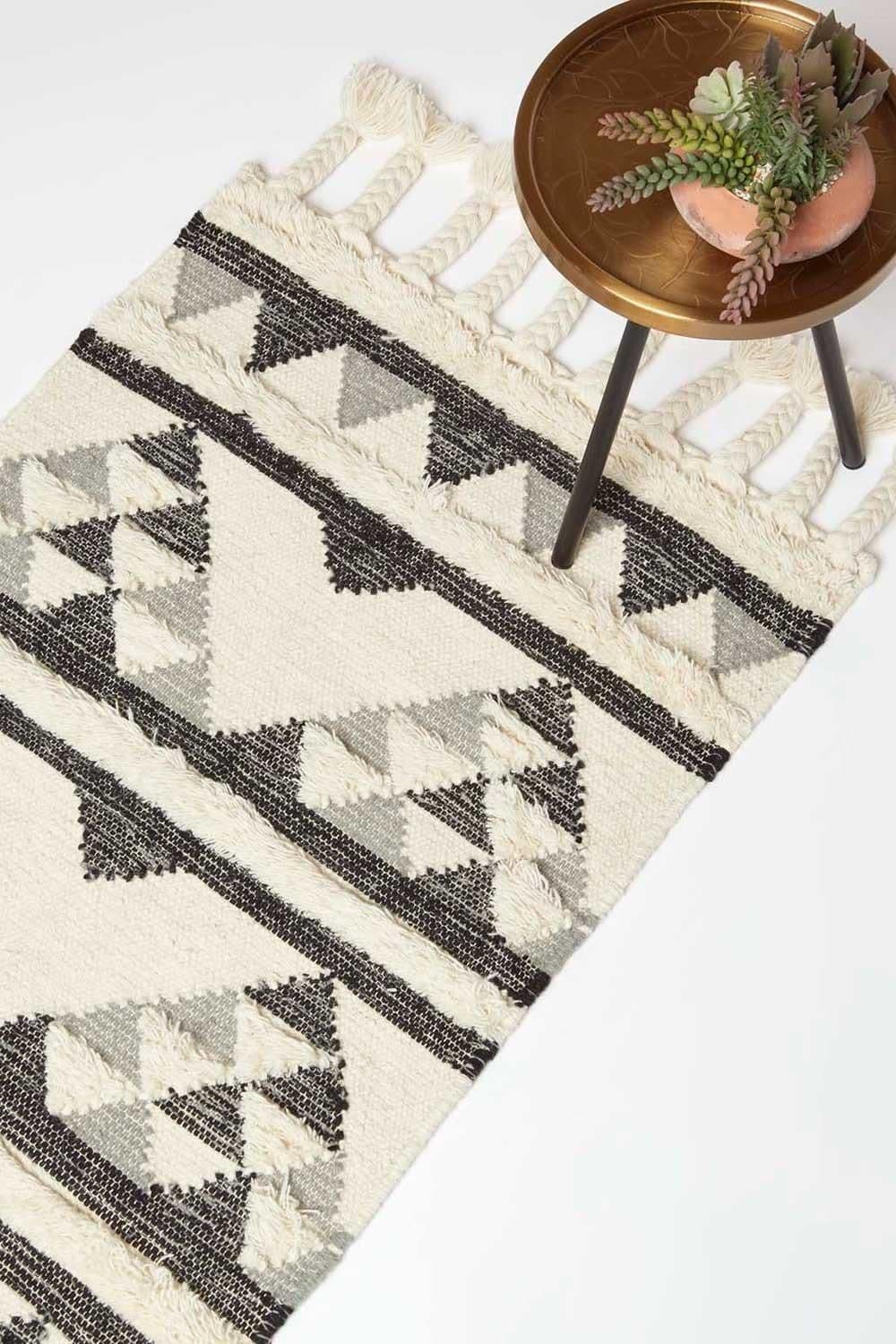 Kota & Grey Kilim Runner Wool Rug 66 x 200 cm