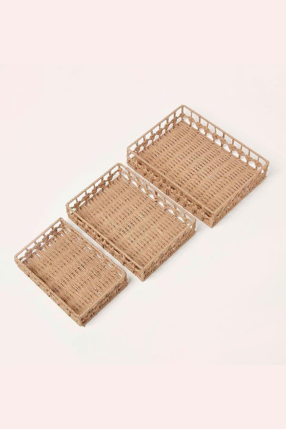Set 3 Woven Rectangle Storage Trays