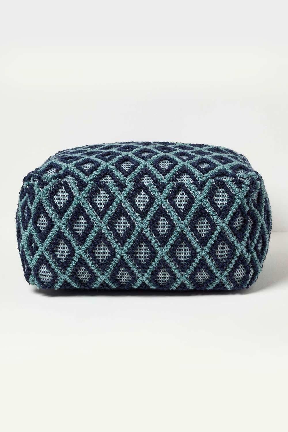 Tula Handwoven Textured Pouffe Bean Cube