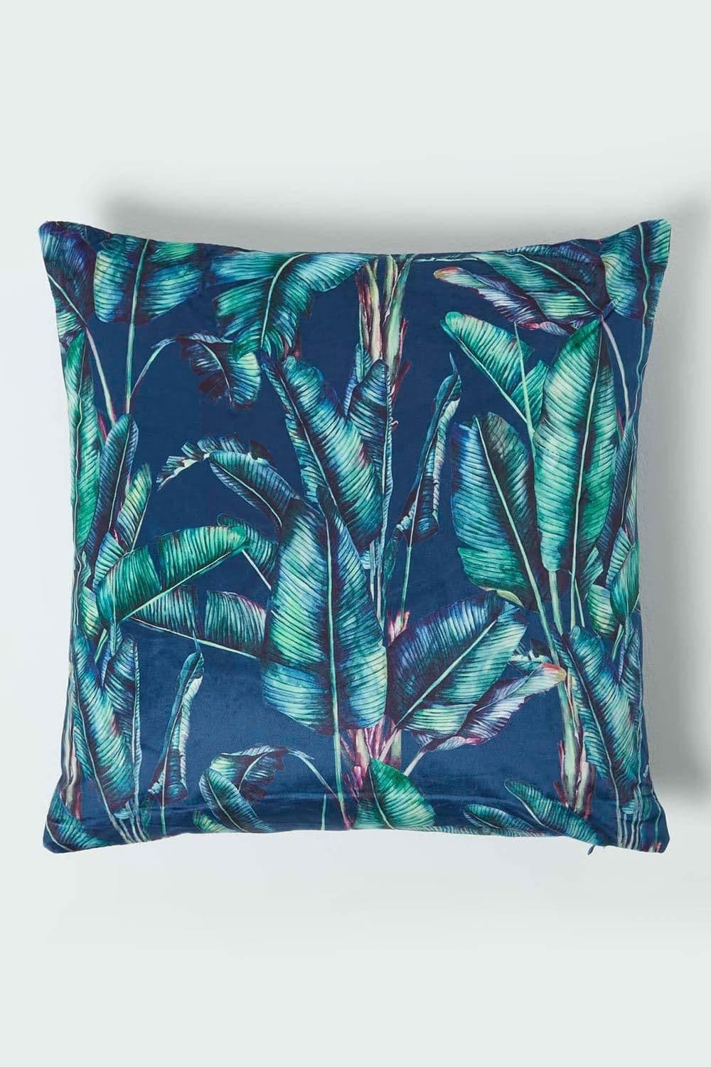 Tropical Banana Leaf Velvet Cushion 46 x 46 cm