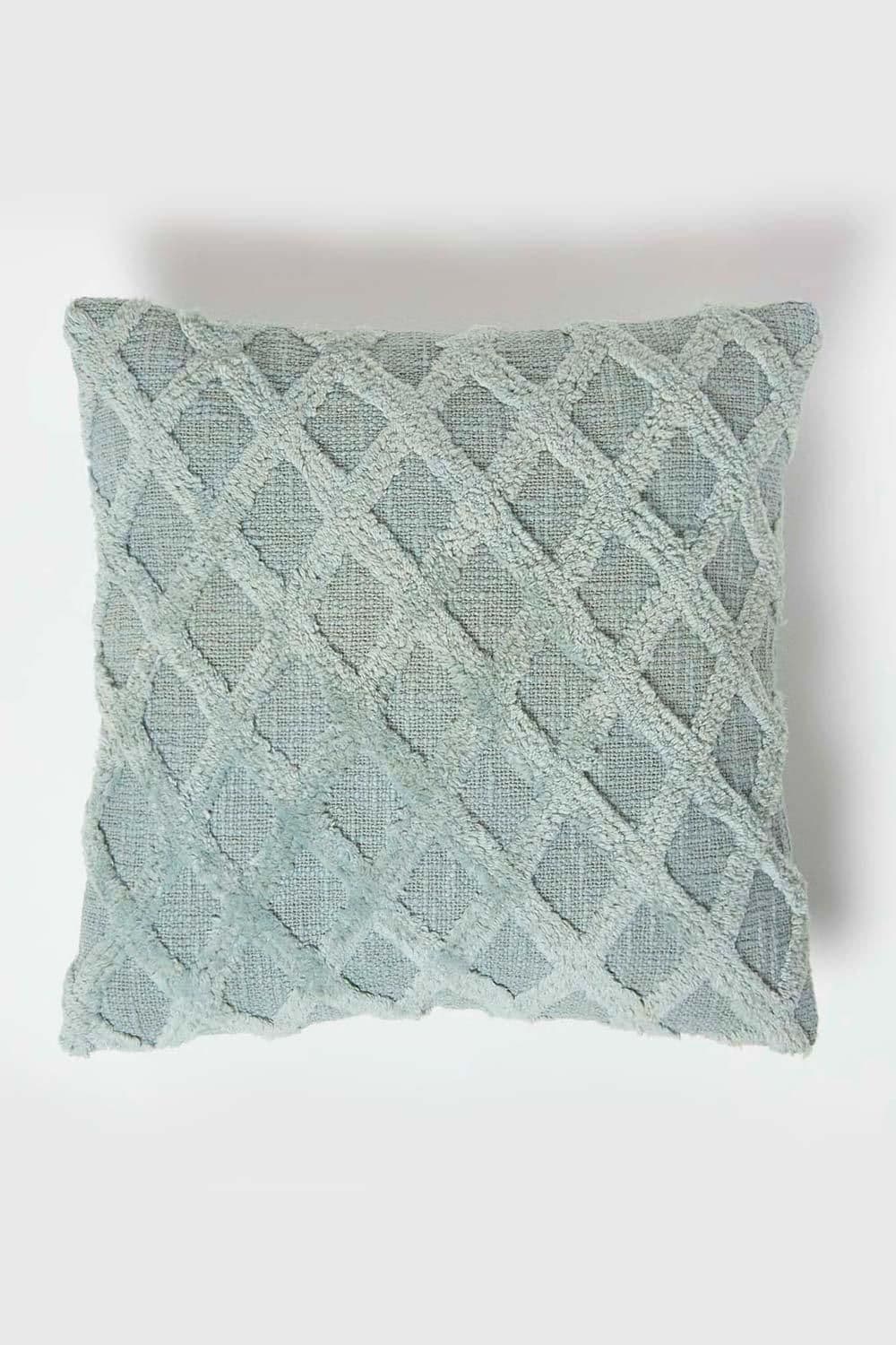 Geometric Diamond Tufted Cotton Cushion