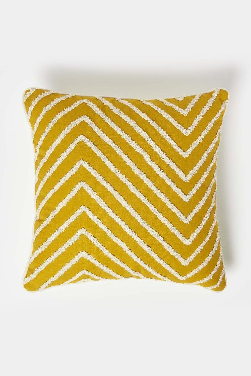 Mustard Tufted Cotton Cushion