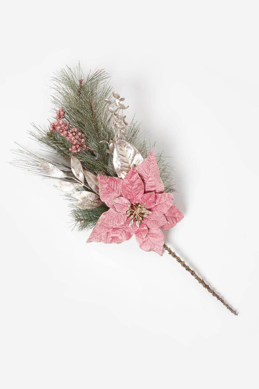 Pink & Poinsettia Christmas Swag 71 cm