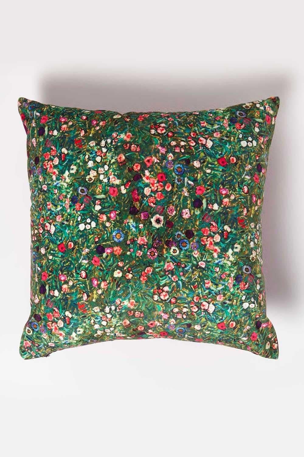 Klimts Italian Garden Filled Velvet Cushion 46 x 46 cm