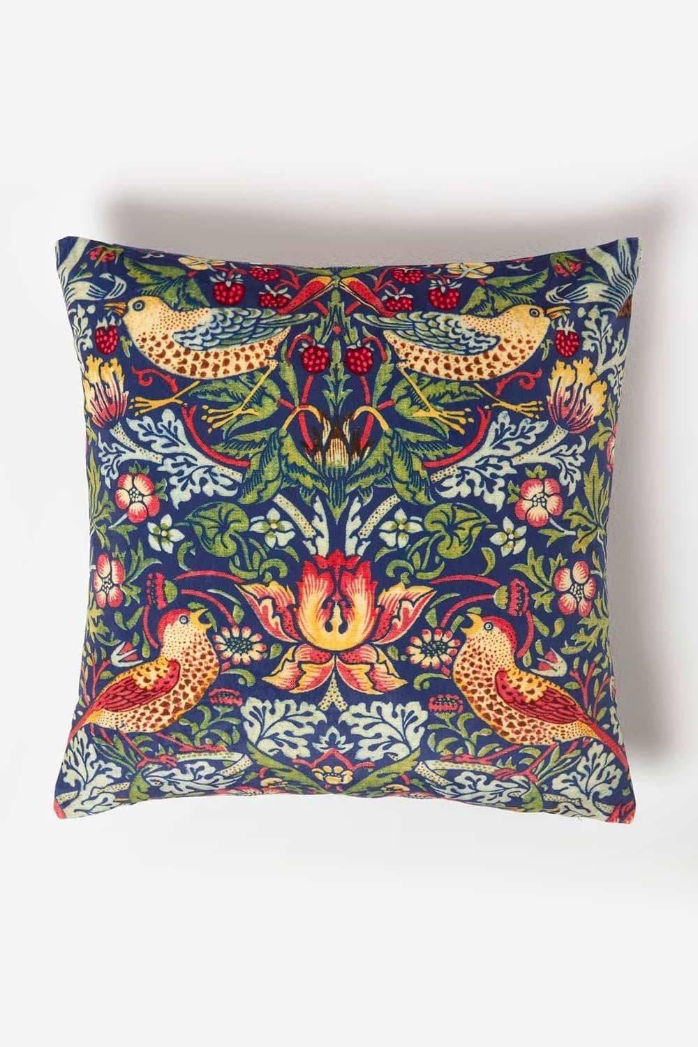 William Morris Strawberry Thief Velvet Cushion