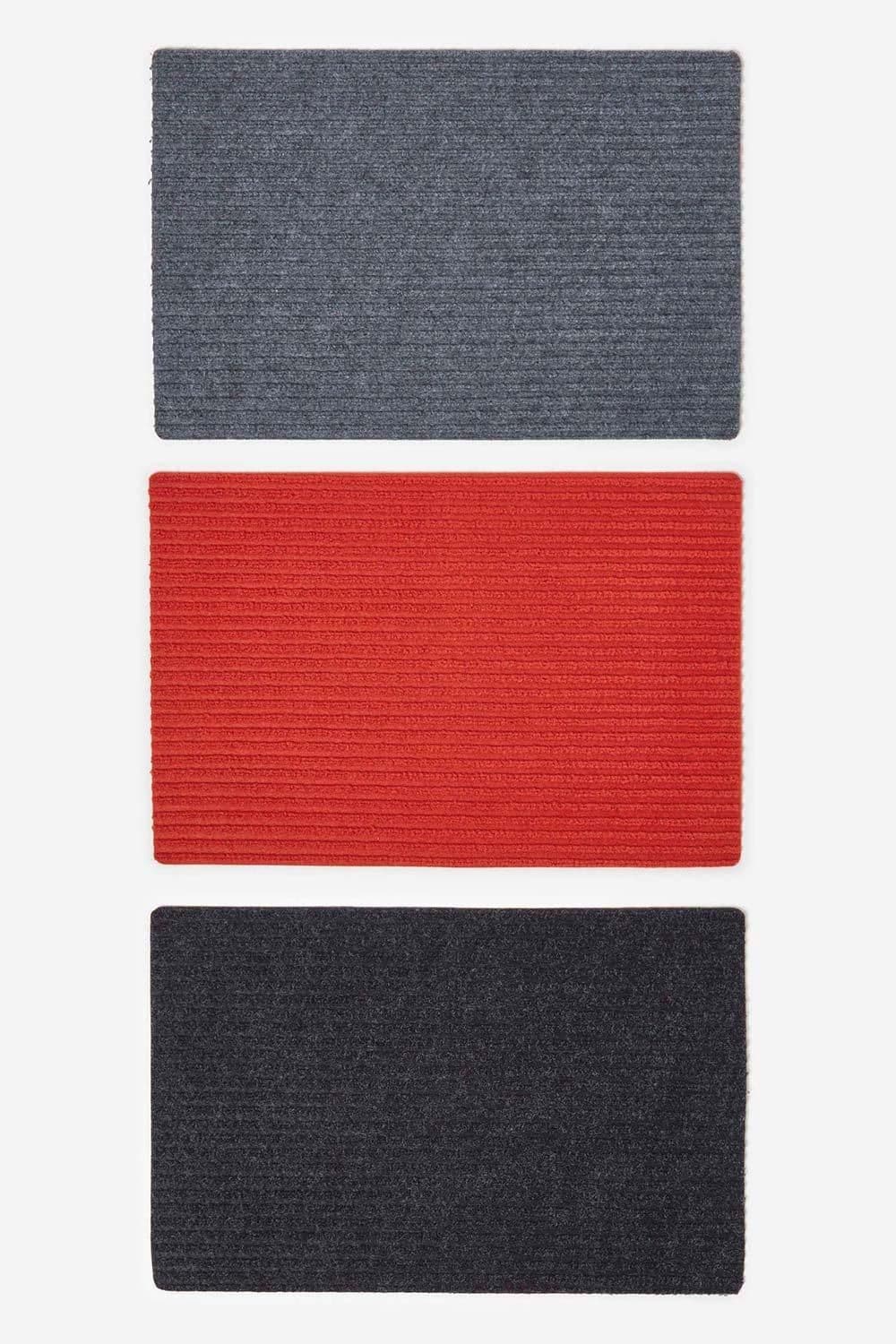 Set 3 Ribbed Door Mats 40 x 60 cm