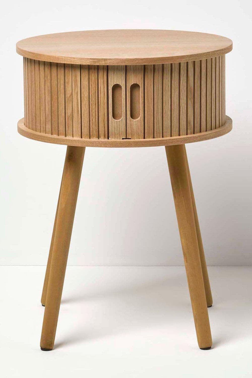 Modern Side Table Round Cabinet Sliding Tambour Doors 65cm