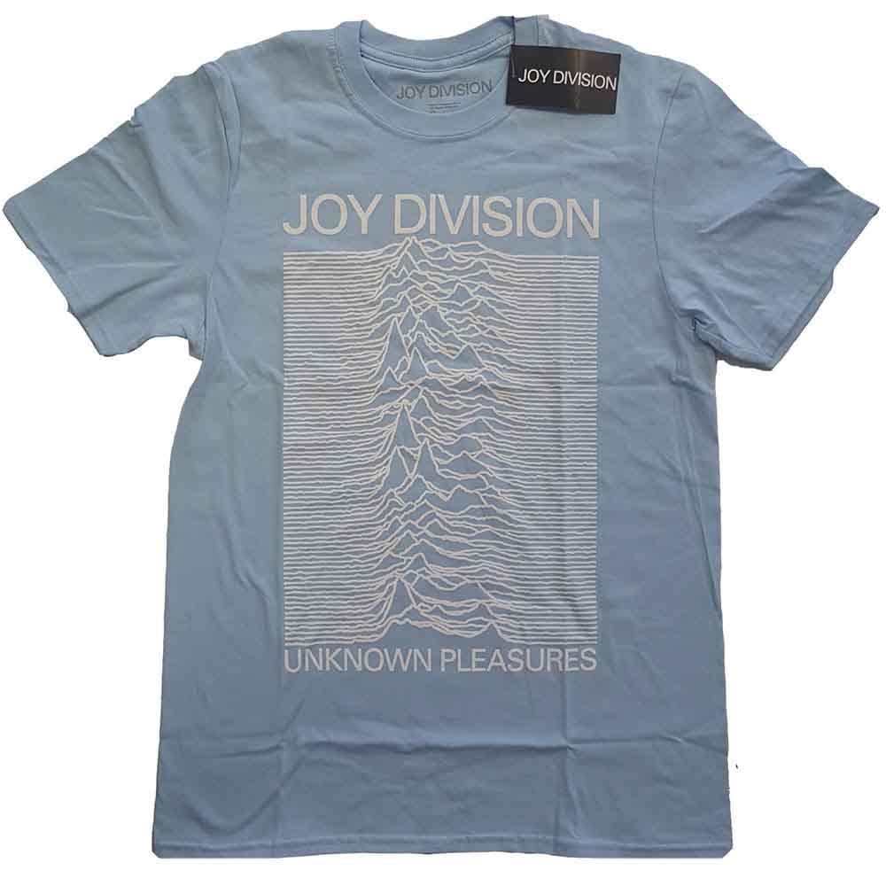 Unknown Pleasures White On Blue T Shirt