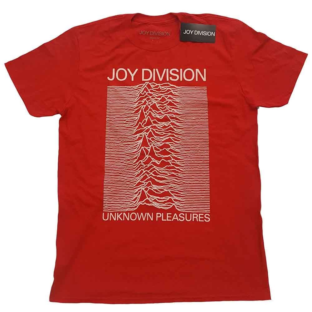 Unknown Pleasures White On Red T Shirt