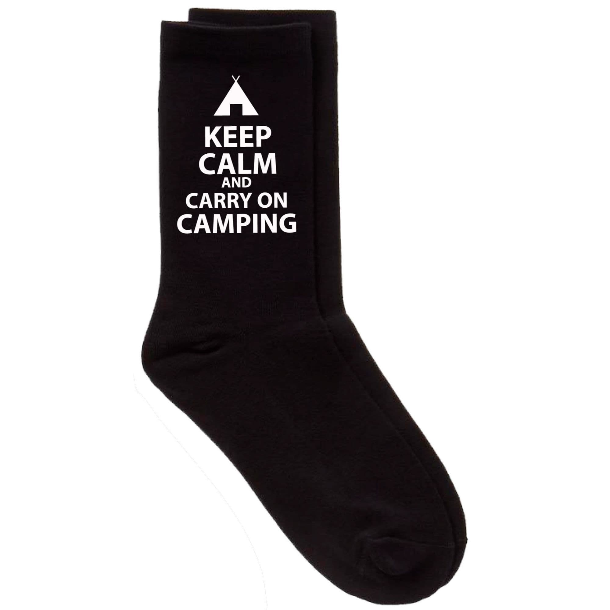 Keep Calm Carry On Camping Calf Socks