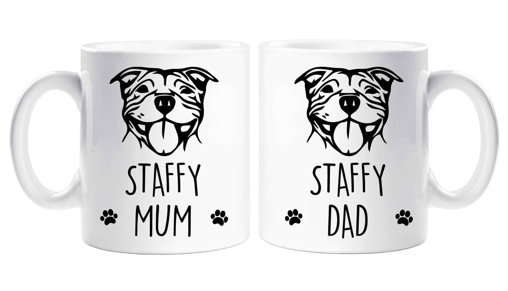 Staffy Mum Staffy Dad Mug Set