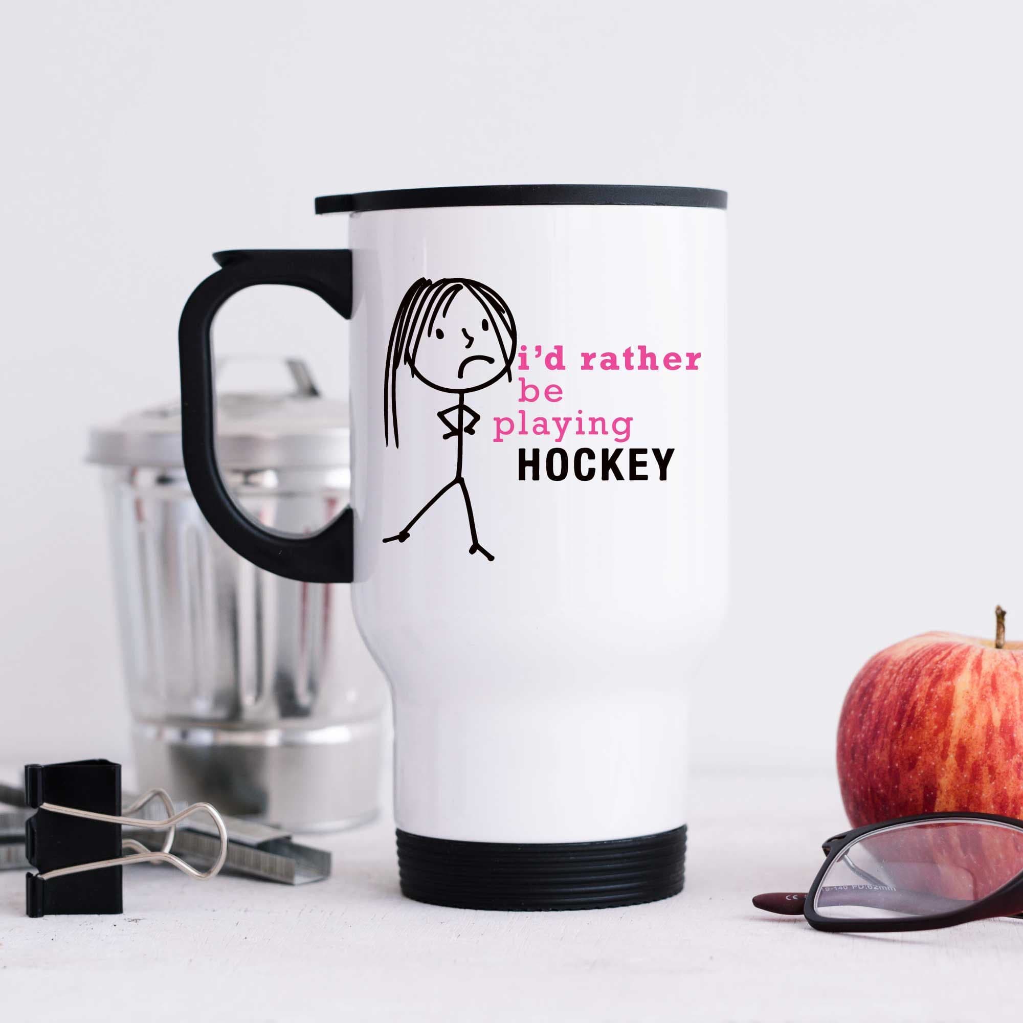 Id Rather Be Playing Hockey Metal Travel Mug