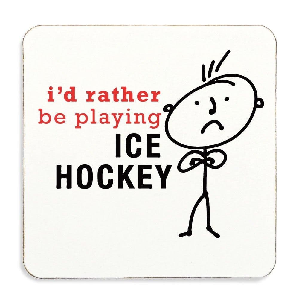 Id Rather Be Playing Ice Hockey Coaster Cork Back