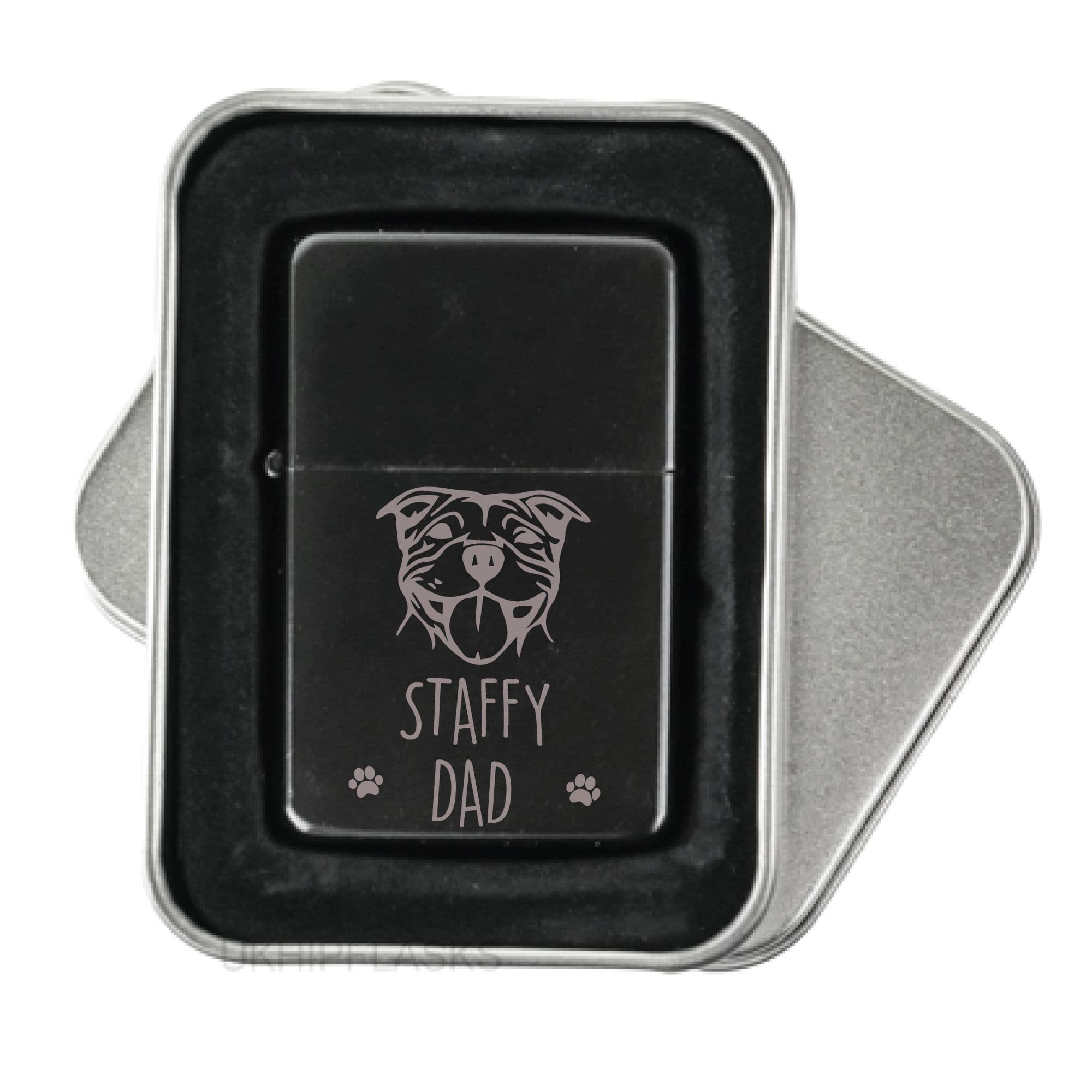 Dad Flip Lighter Staffy Dad Engraved Funny Pet Gift Present