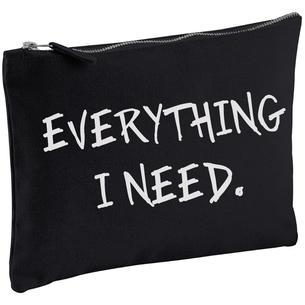 Everything I Need Black Canvas Make up Bag