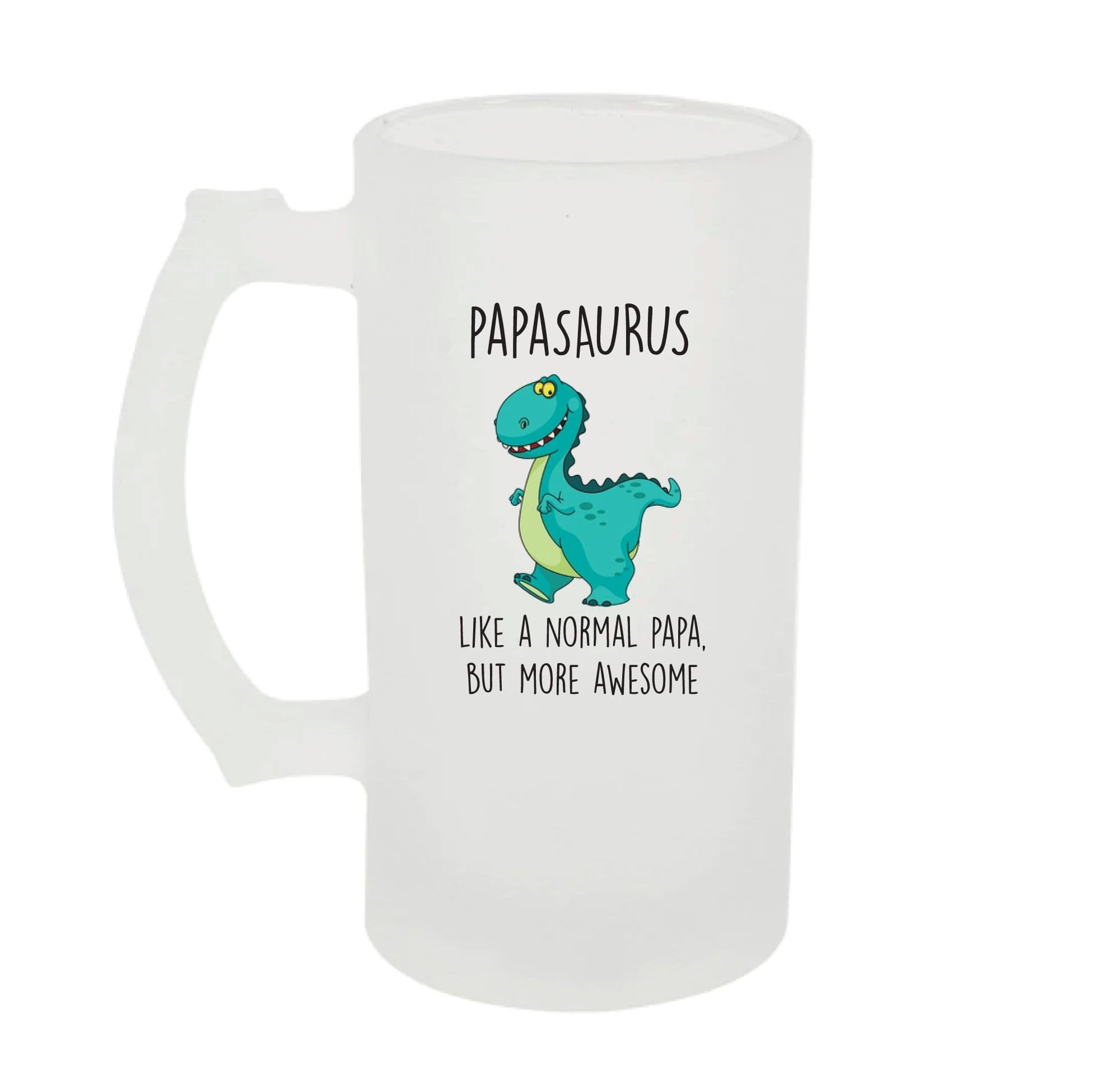 Frosted Beer Stein Papasaurus Like Normal Papa But More Awesome