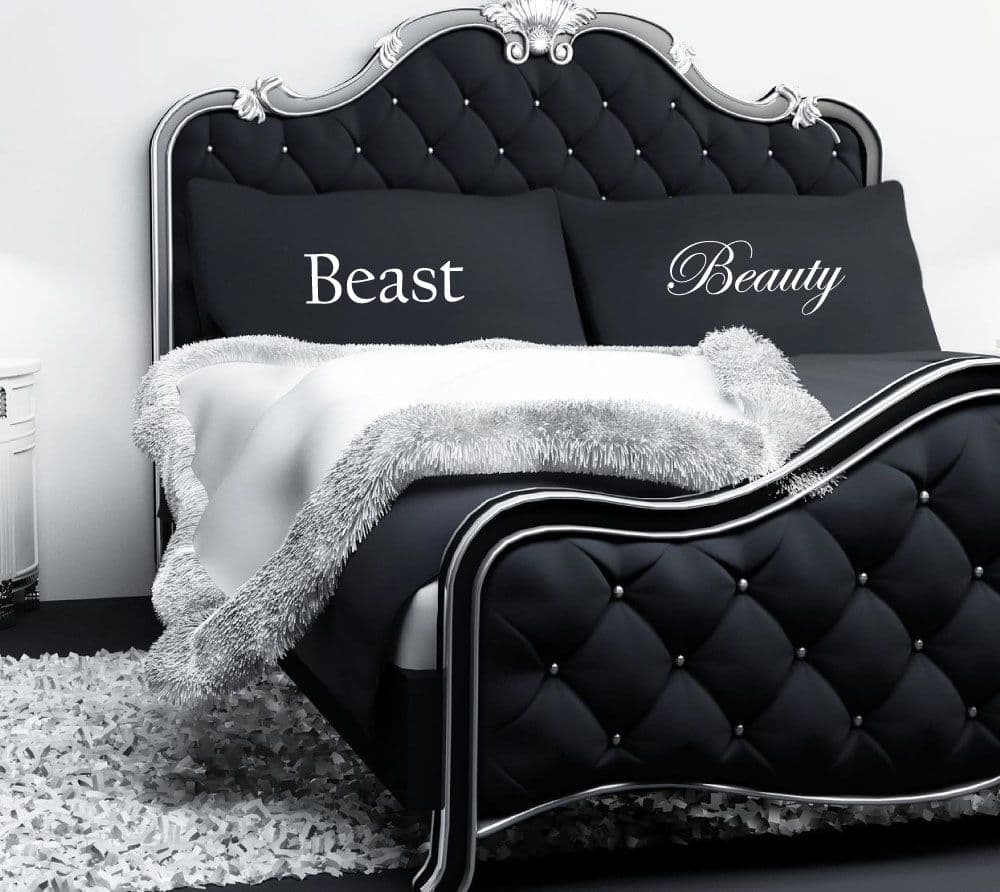 Beauty and The Beast Black Pillowcase