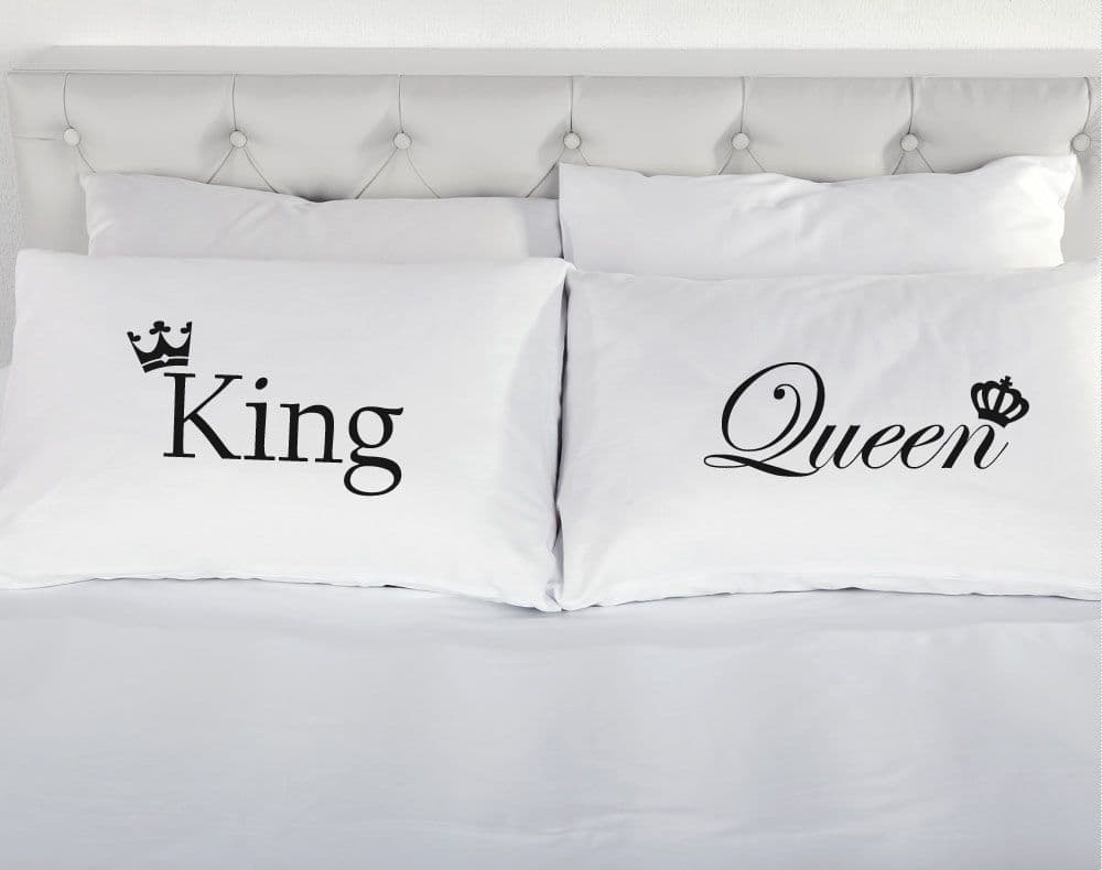 White King Queen Crown Pillowcases