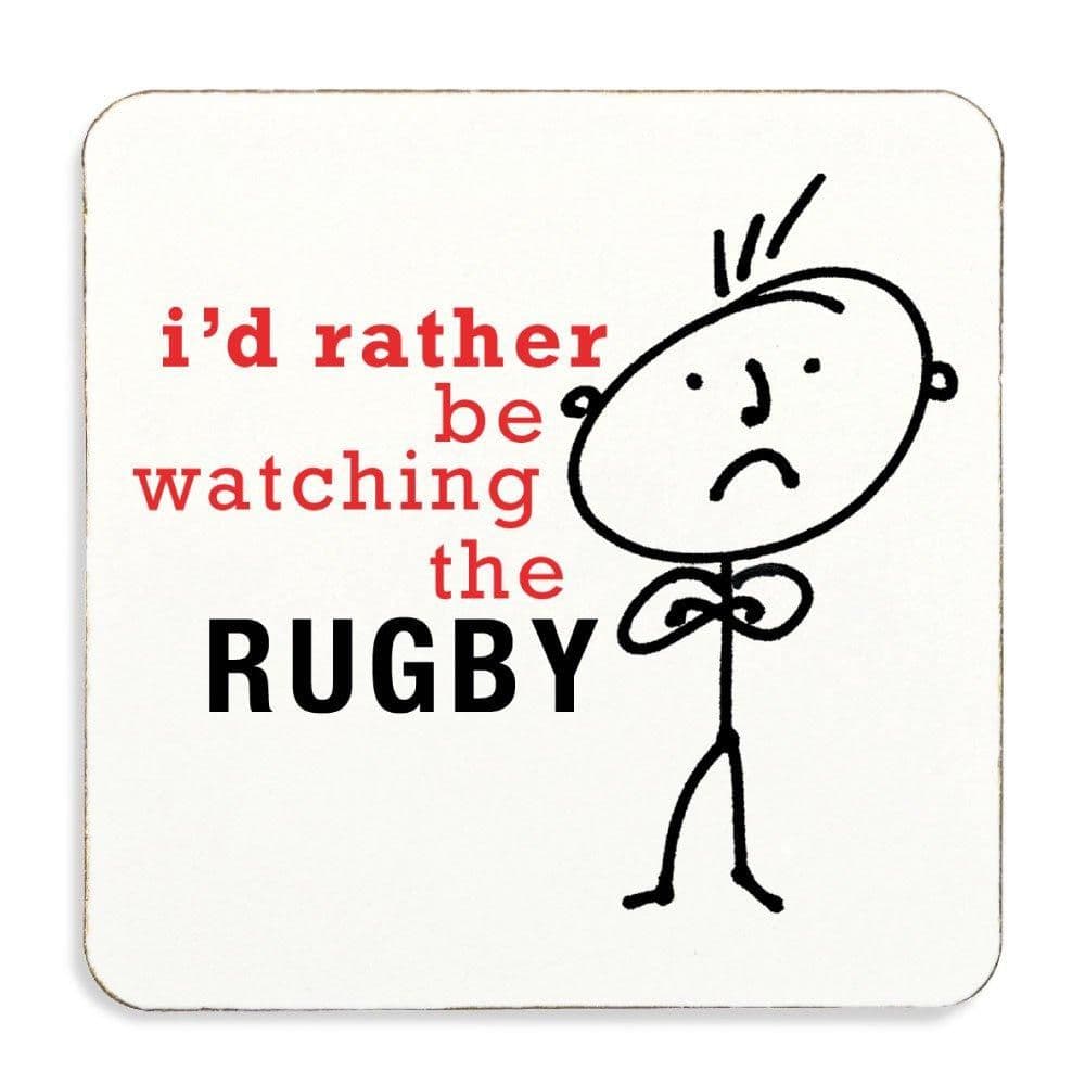 Id Rather Be Watching Rugby Coaster Cork Back Husband