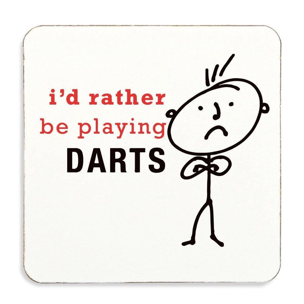 Id Rather Be Playing Darts Coaster Cork Back Husband