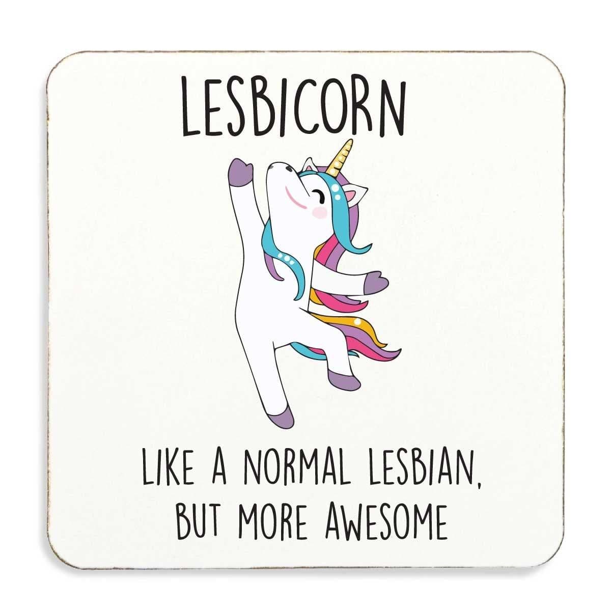 Unicorn Coaster Lesbicorn Lesbian Cork Back Friend Valeines