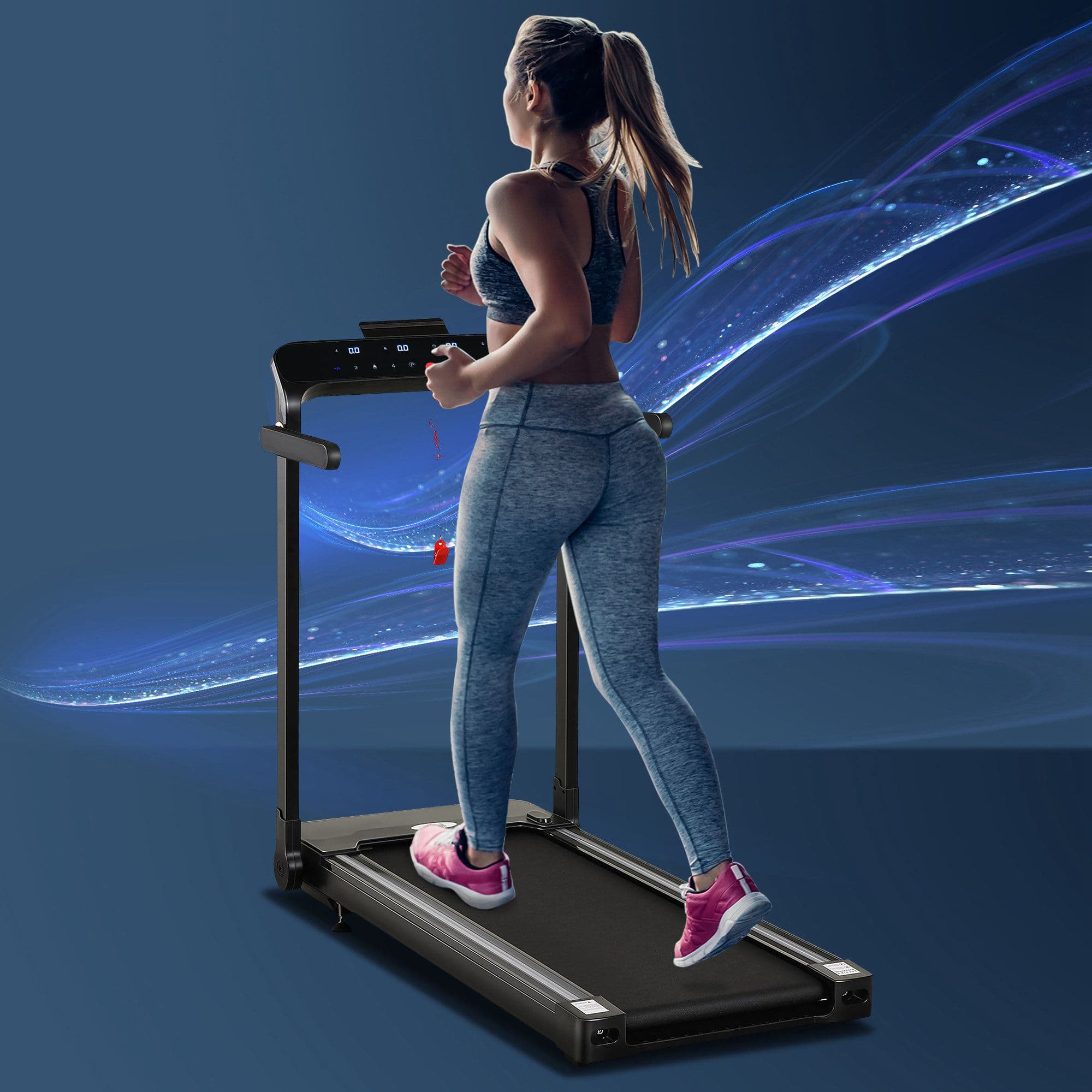 1.85HP Foldable Electric Treadmill Fitness Safety Lock LED screem