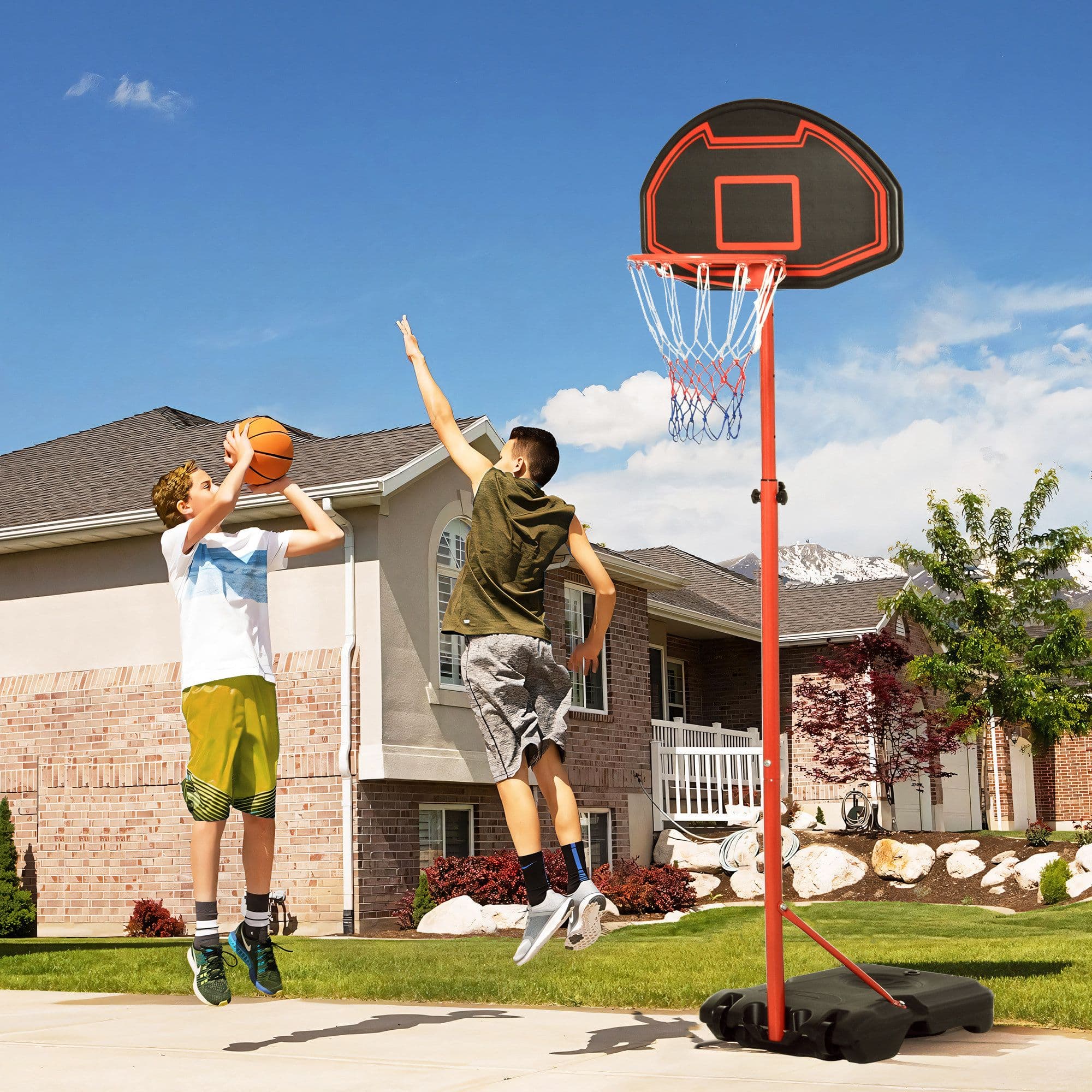 200 250cm Adjustable Basketball Hoop Backboard with Wheels For Kids
