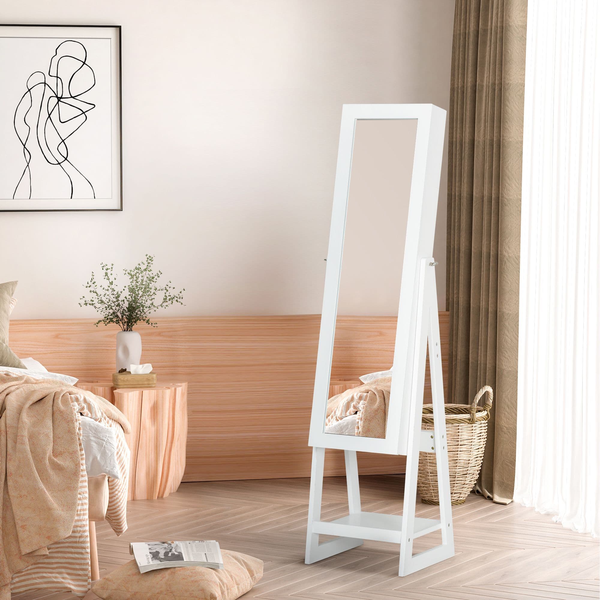 LED Light Jewelry Cabinet Storage Armoire 2 Mirrors Drawers