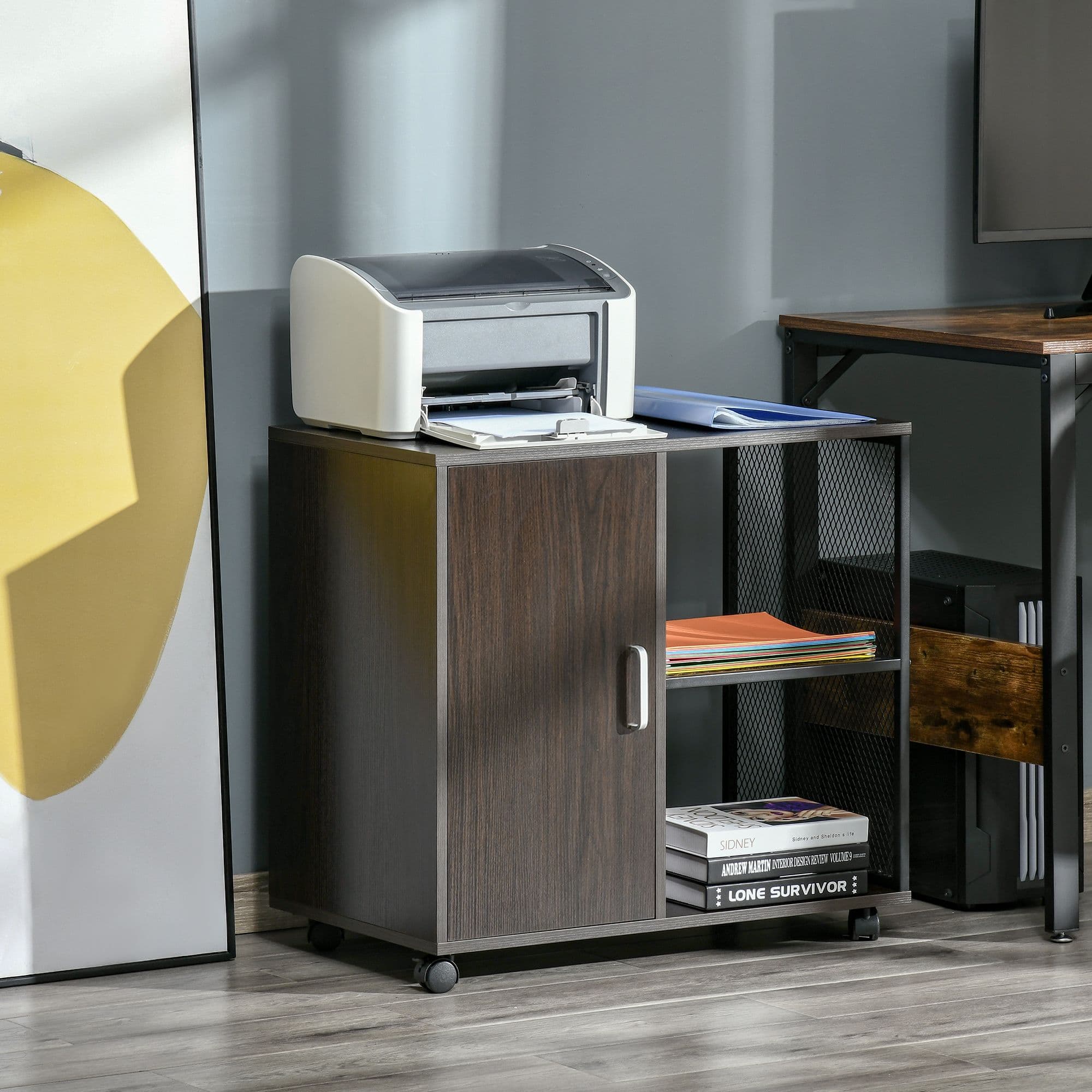 Printer Stand Home Office Mobile Storage Cabinet Organizer