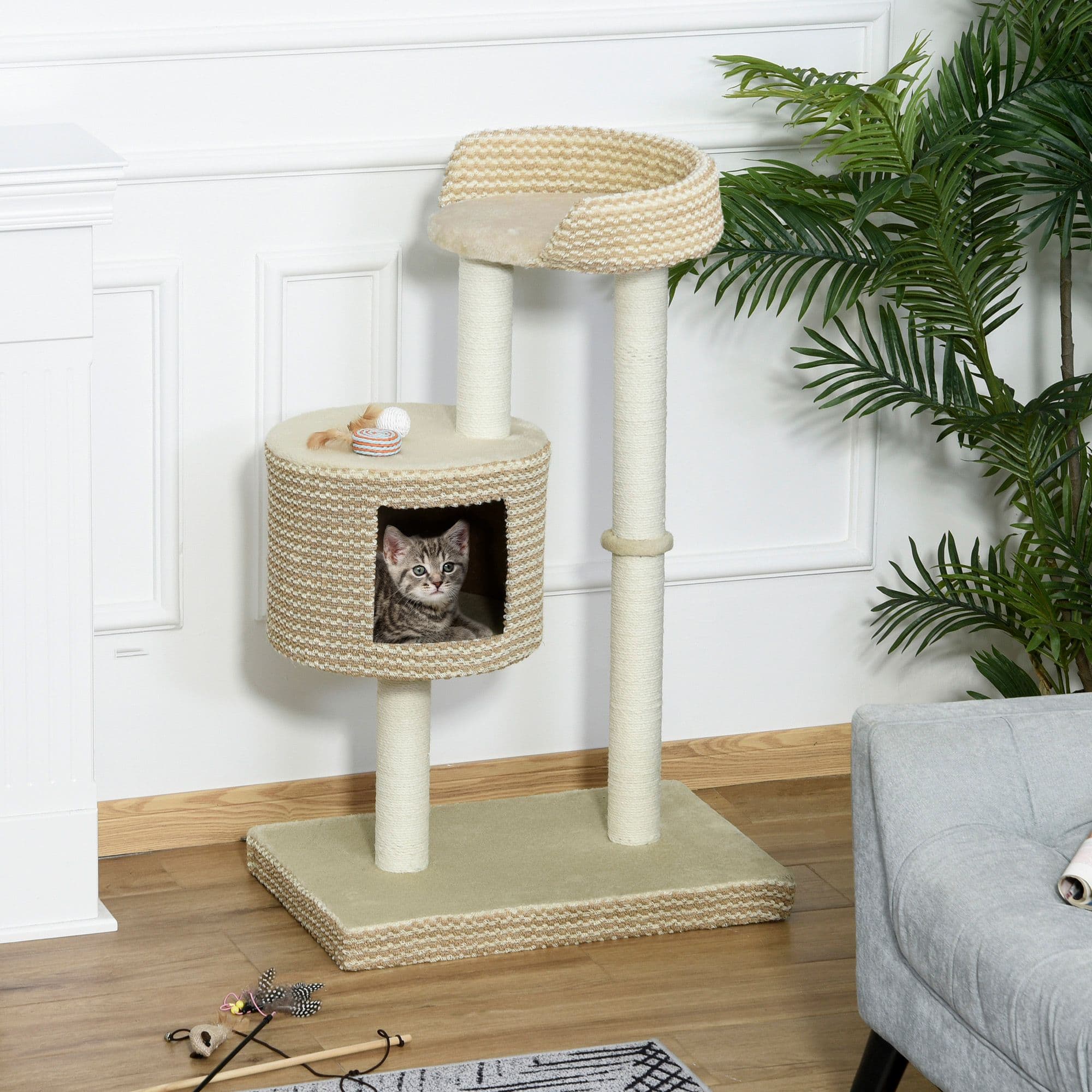 96cm Cat Tree Tower Activity Centre Climbing Frame with Scratching Posts