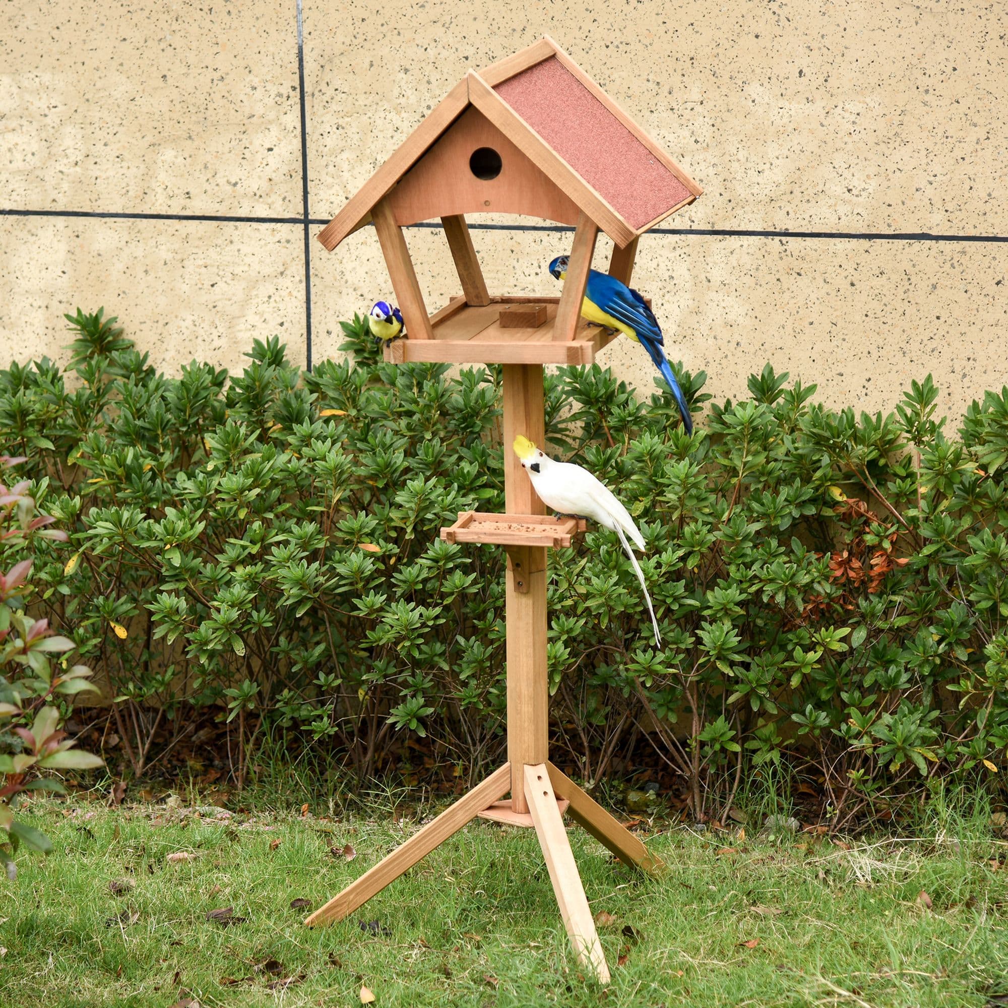Wooden Bird Feeder Stand for Garden Pre-cut Weather Resistant