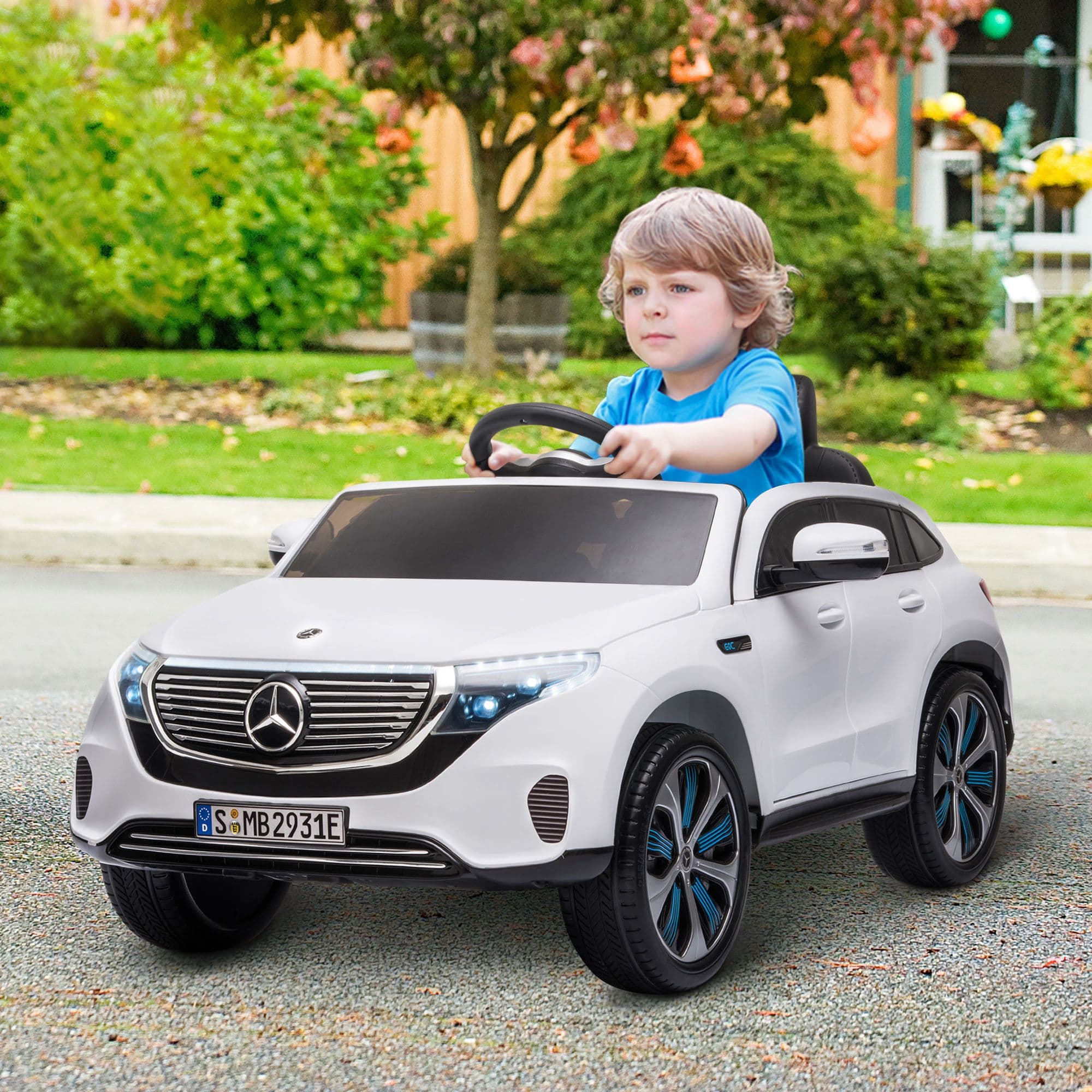 12V Licensed Mercedes Electric Ride-On Car with Lights Music Remote