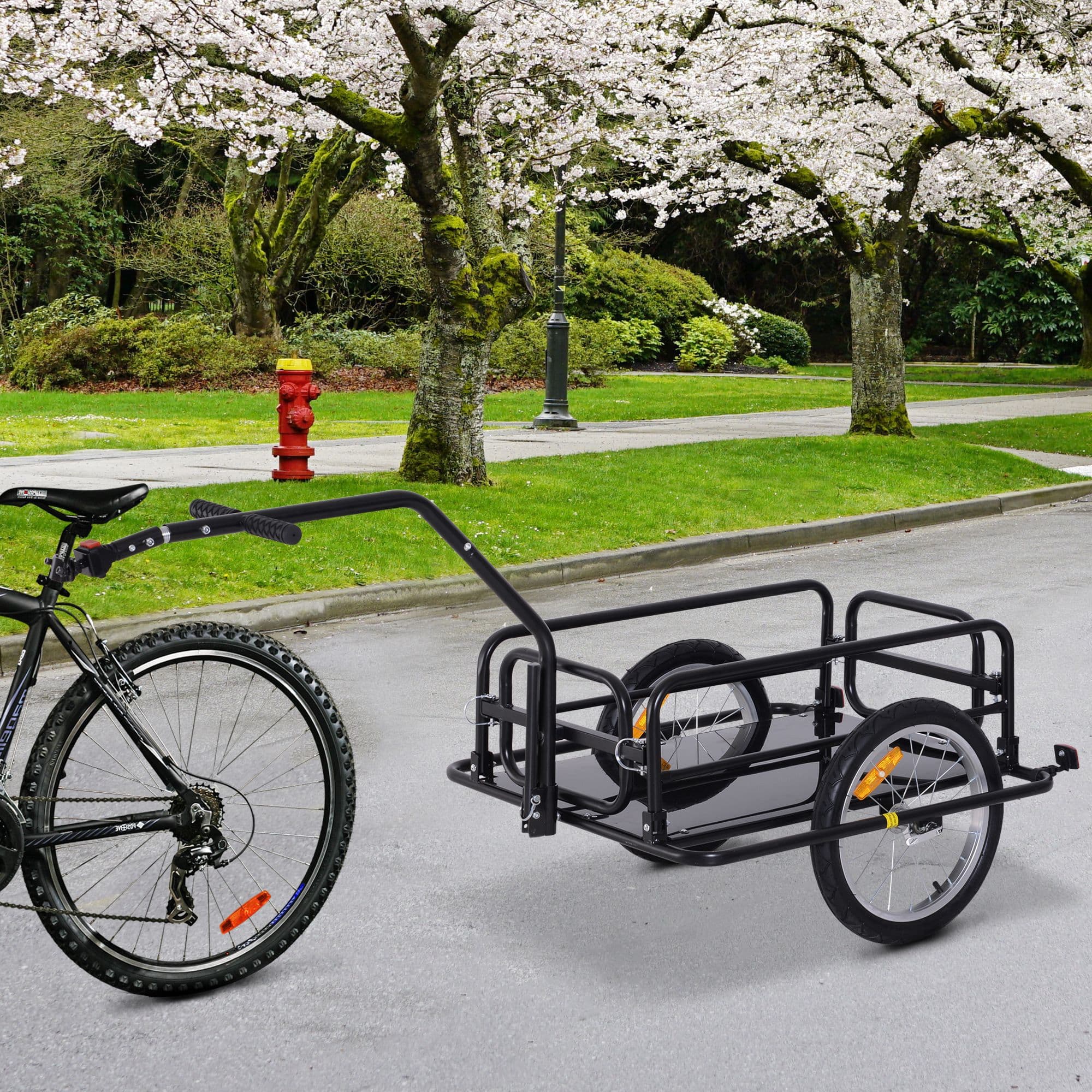 Folding Bicycle Cargo Storage Cart and Luggage Trailer with Hitch Black
