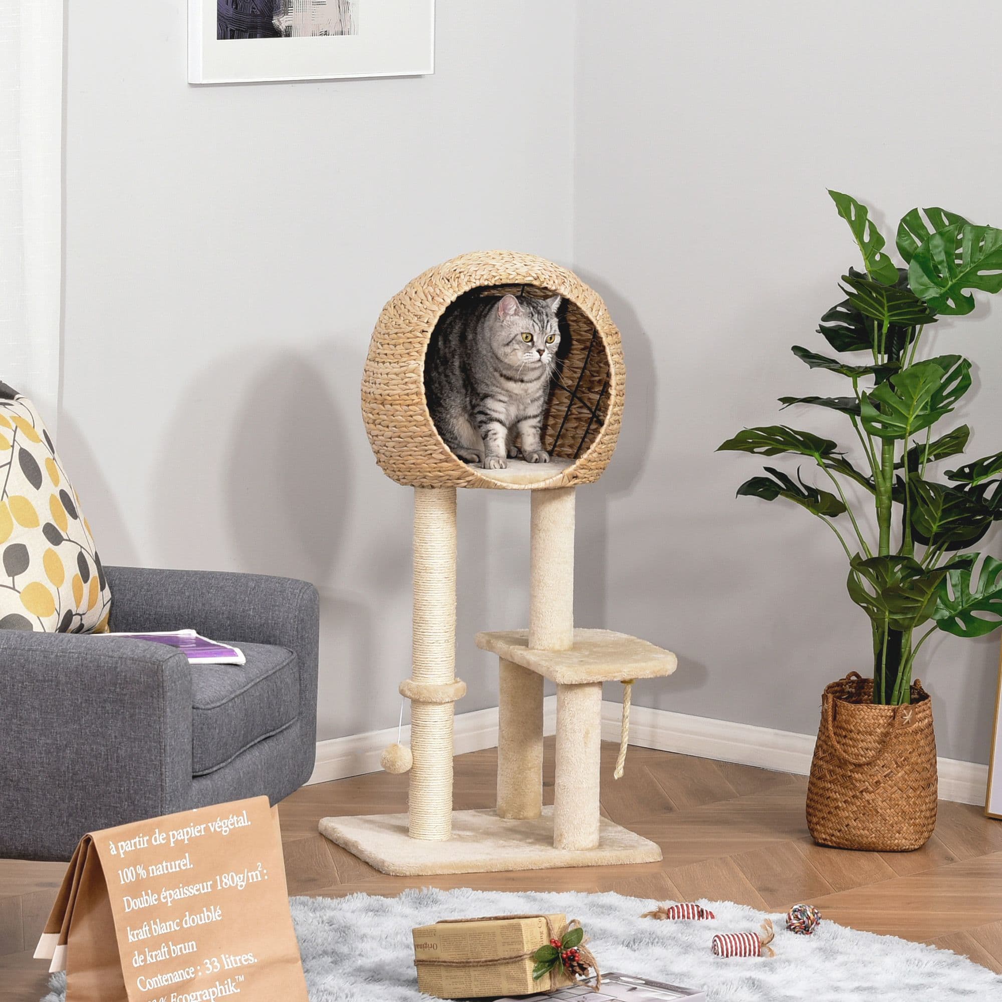 Cat Tree for Indoor Cats Kitten Activity Center with Posts Condo Ball