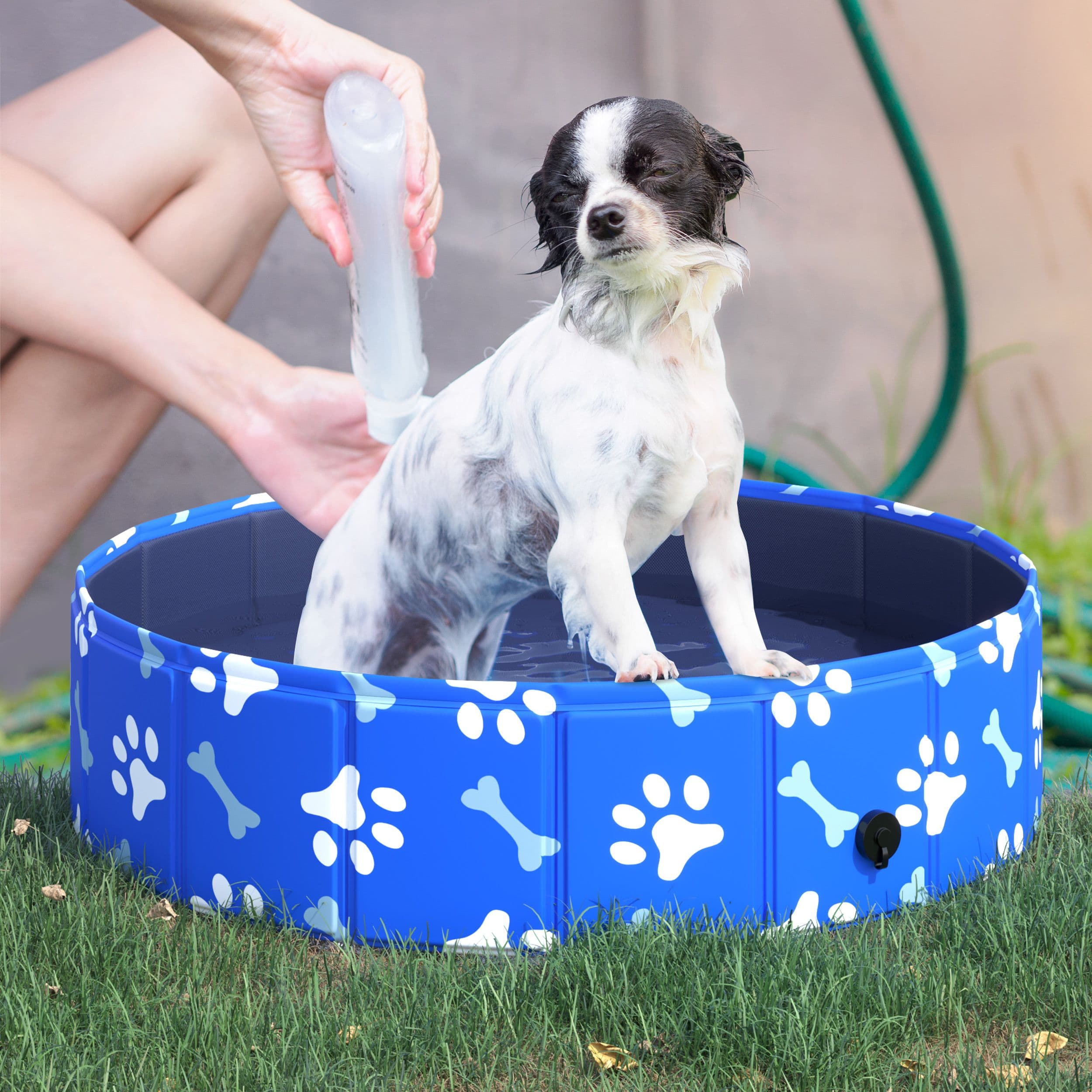 Dog Swimming Pool Foldable Pet Bathing Shower Tub Padding Pool Dia 80cm S