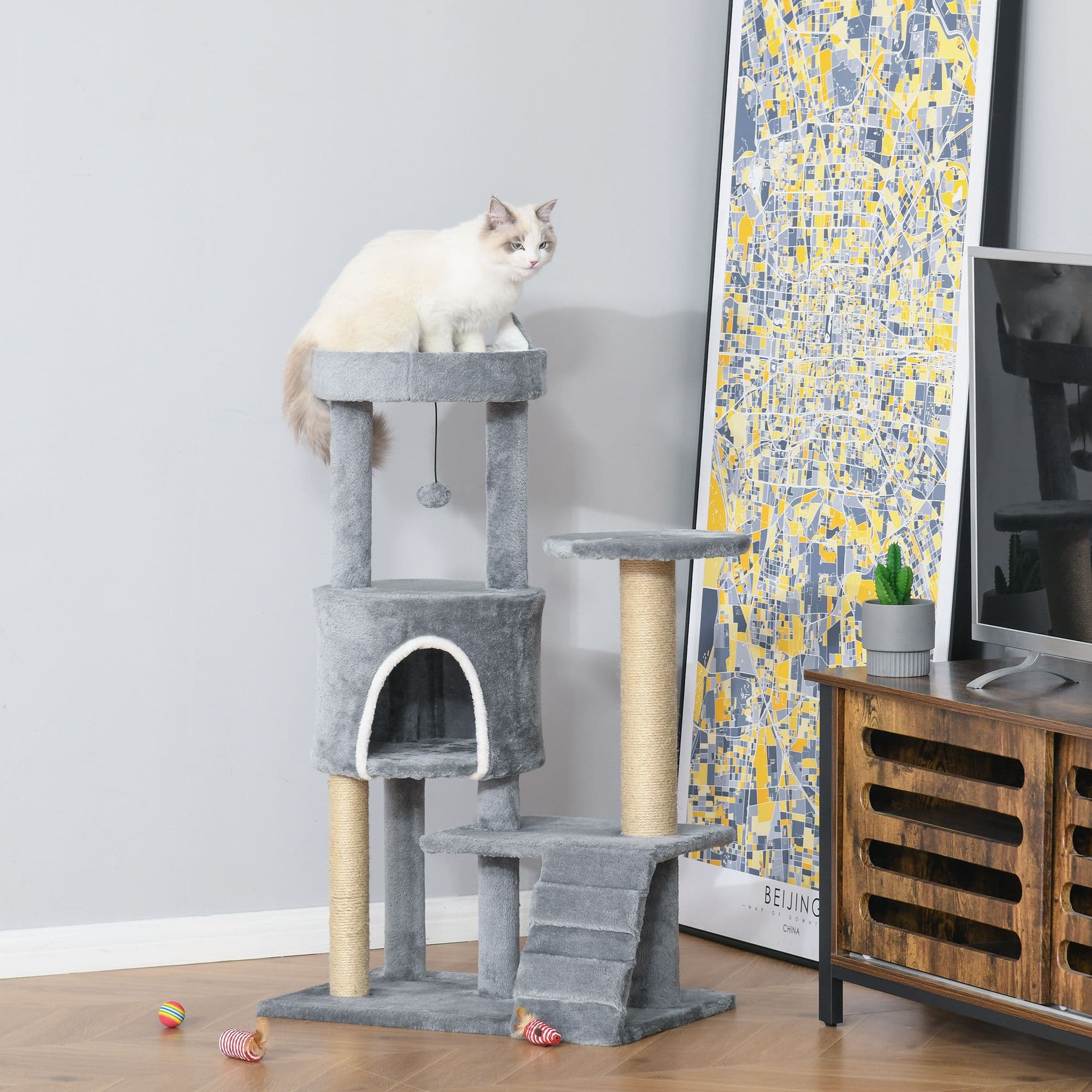 100cm Cat Tree Condon with Climbing Ladder Scratching Post Ball