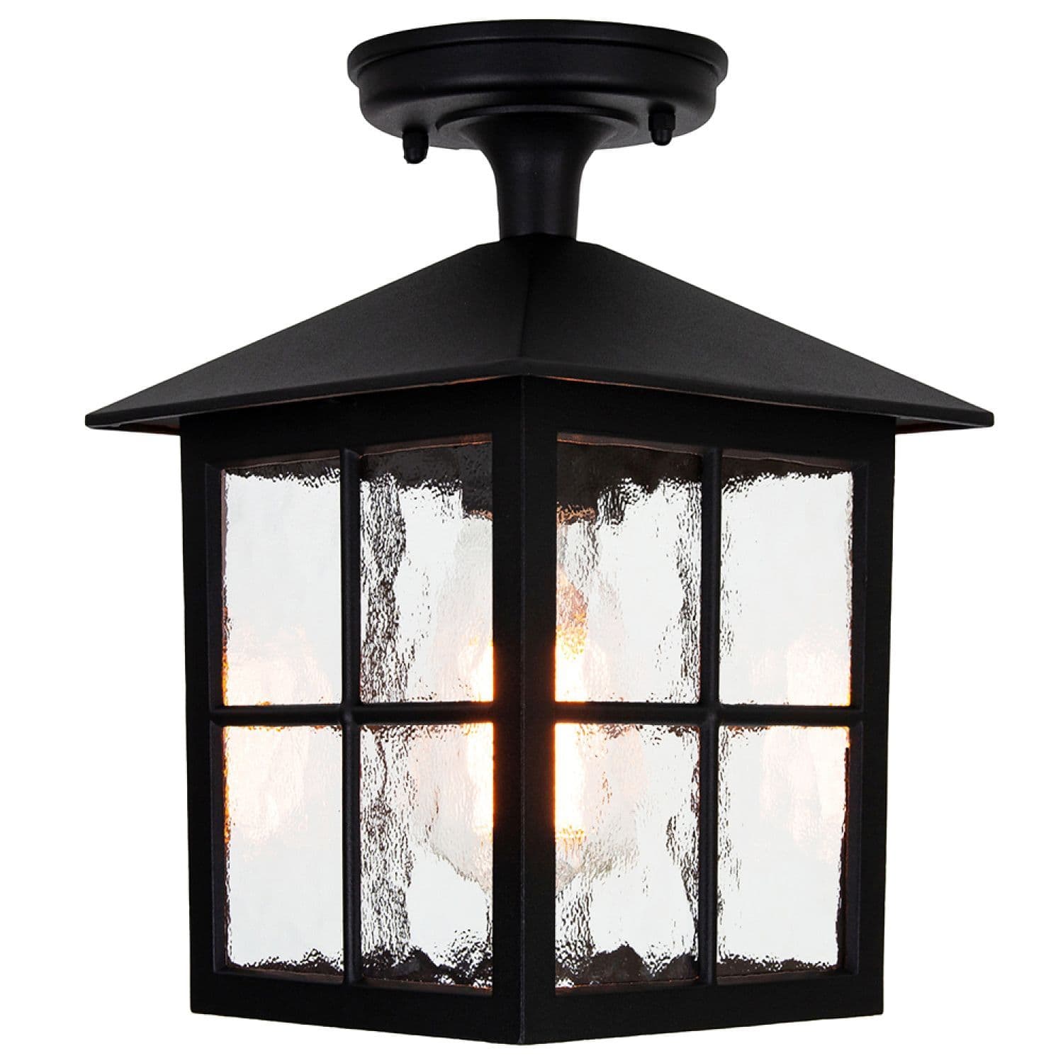 Matt Black Die-Cast Aluminium Traditional Lantern Porch Ceiling Light Fitting