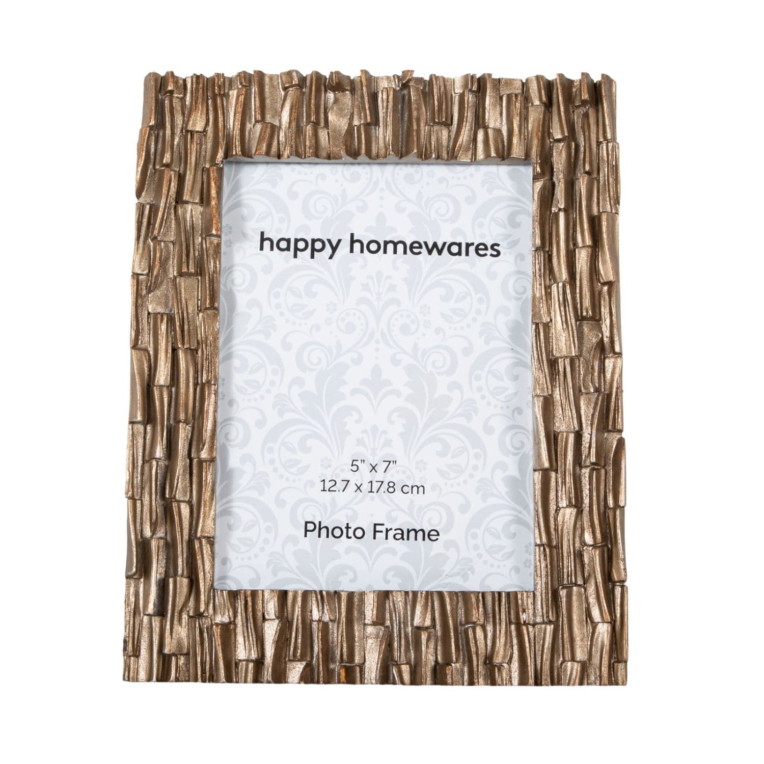 Shabby Chic Dark Antique Gold Resin 5x7 Picture Frame with Mini-Driftwood Design