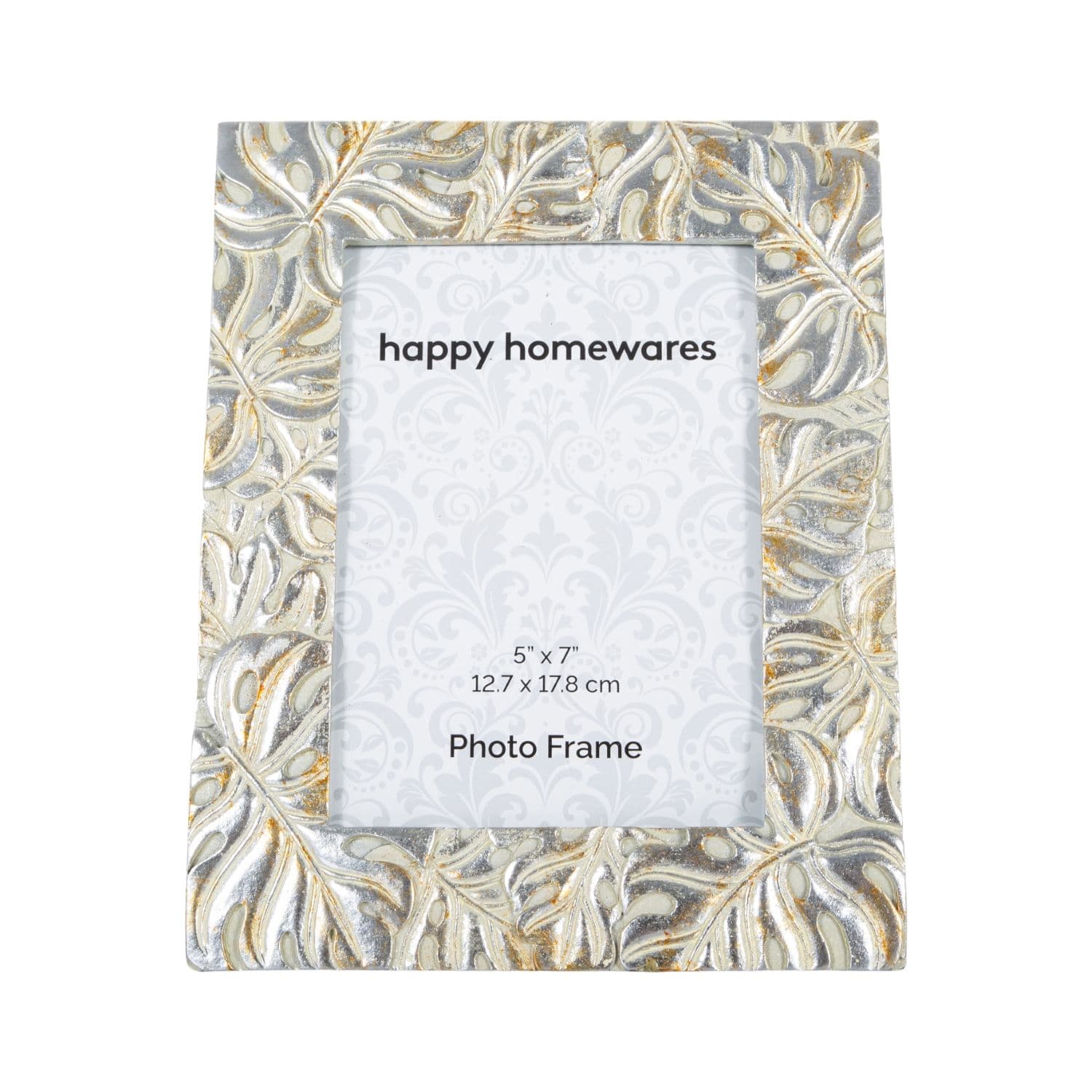 Beautiful Designer Silver and Gold Floral 3D Resin Sculptured 5x7 Picture Frame