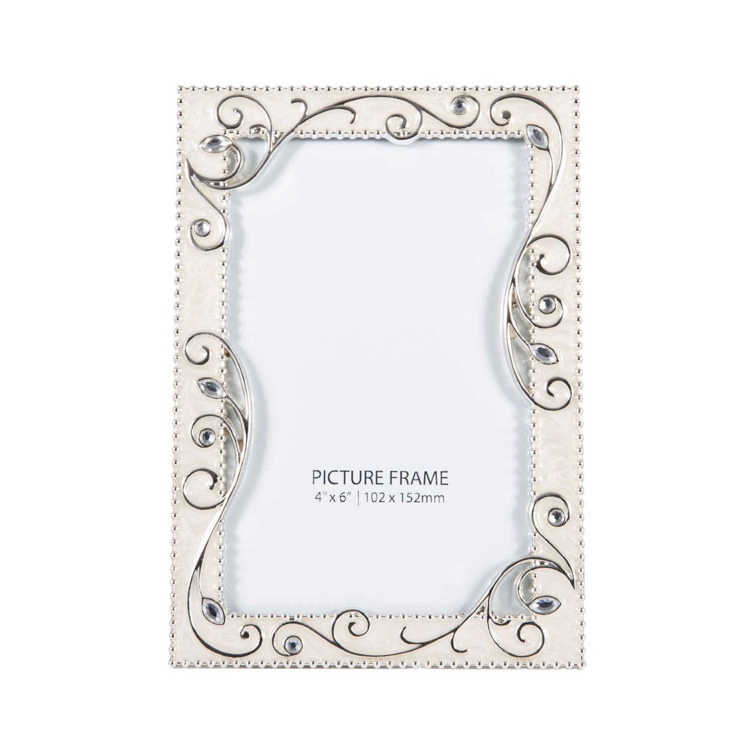 Traditional Ornate Pearl White Epoxy Picture Frame with Thin Wire Floral Decor