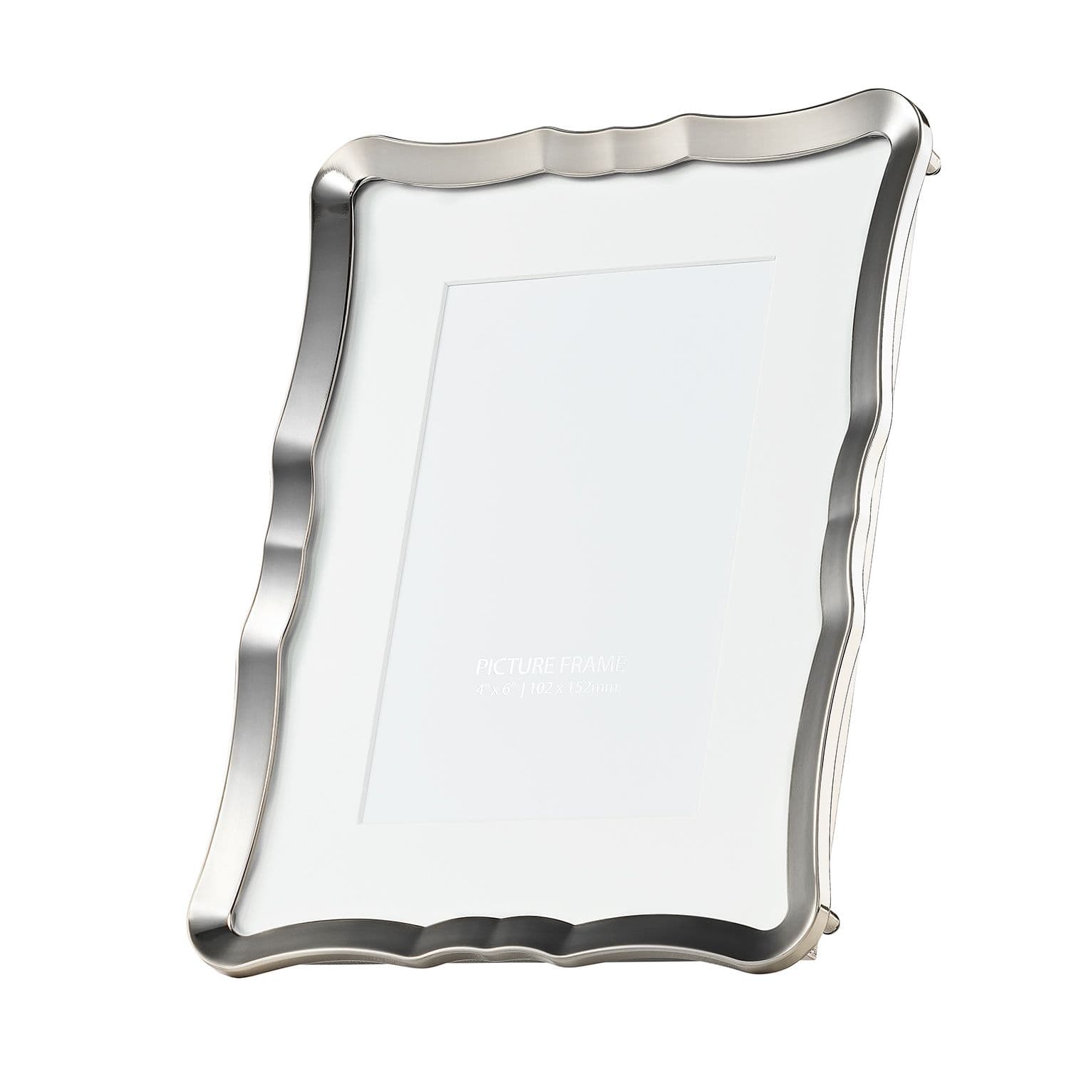 Modern Polished Gold 4x6 Picture Frame with Rippled Edges and Curved Corners