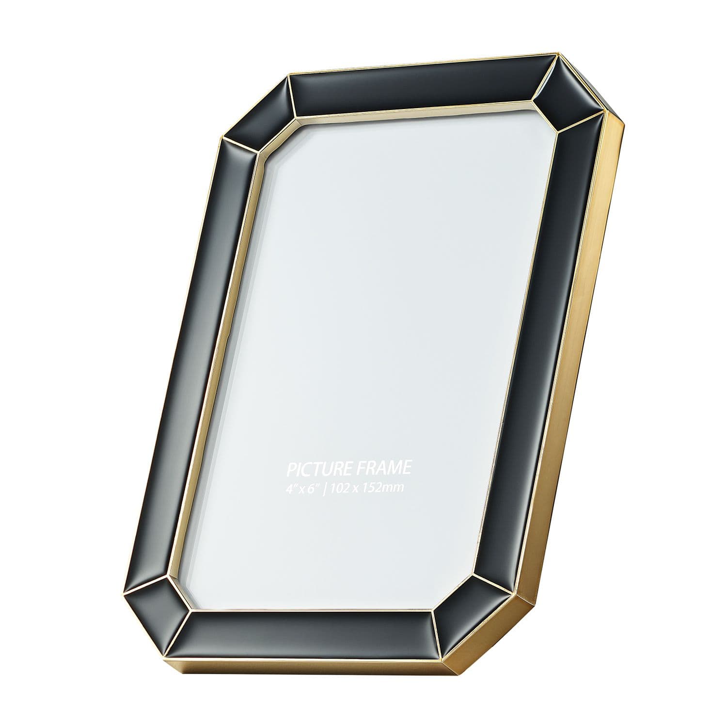 Modern Designer Gloss Epoxy Picture Frame with Plated Metal Trim