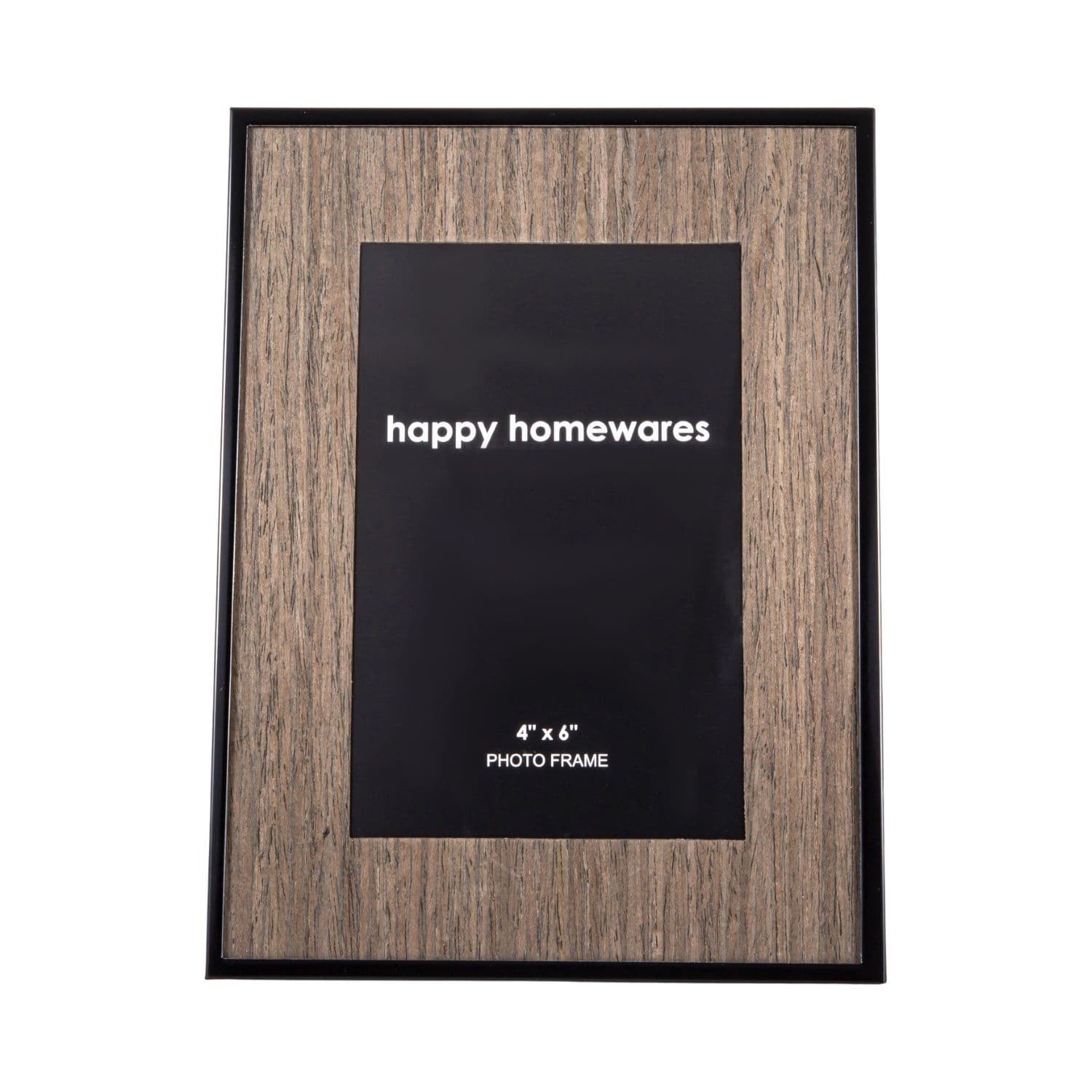 Traditional Dark Wood Effect 4x6 Picture Frame with Black Gloss Metal Trim